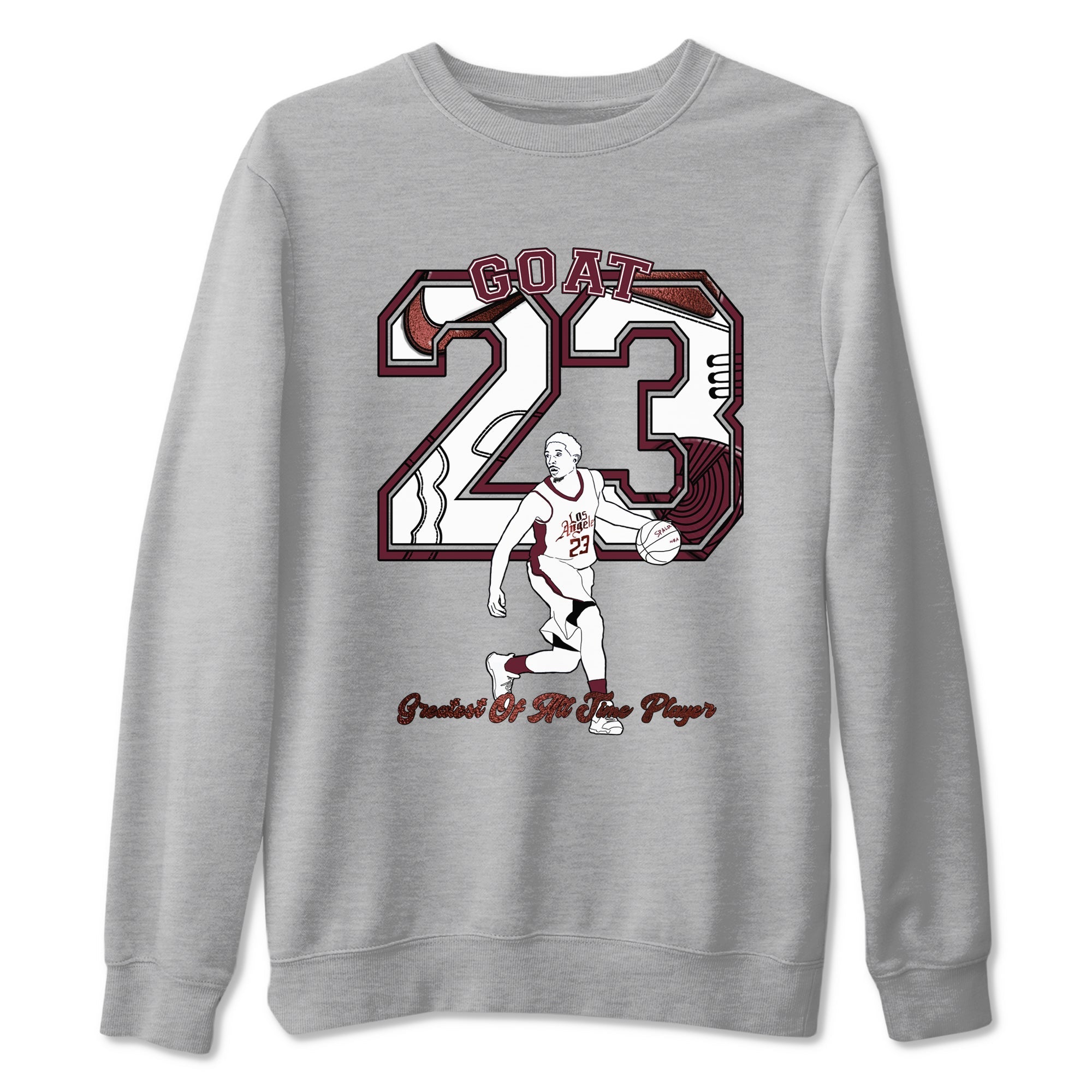 AJ1 High '85 Metallic Burgundy shirts to match jordans Goat Player sneaker match tees 1s High '85 Metallic Burgundy Drip Gear Zone streetwear brand Heather Grey 2 unisex cotton tee