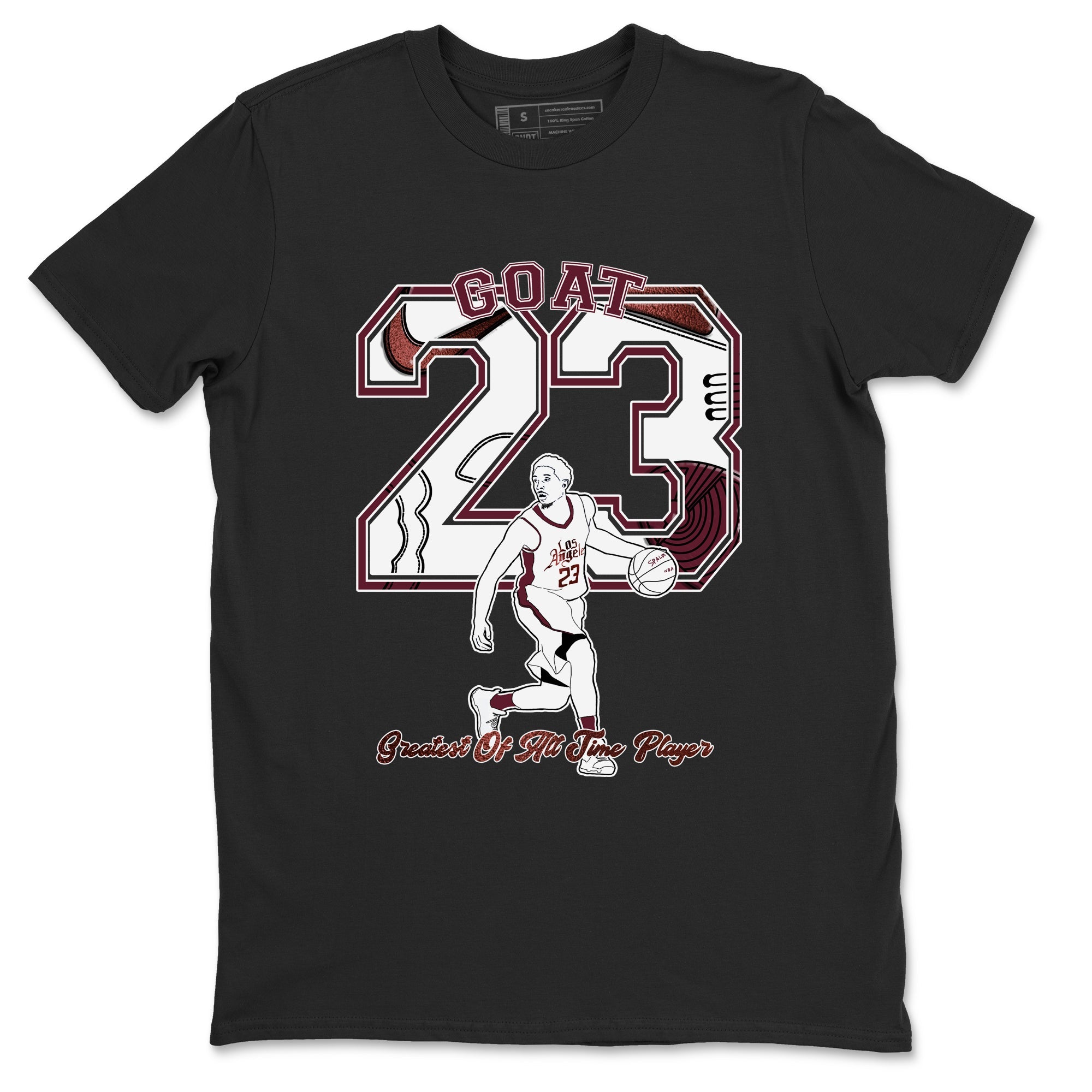 AJ1 High '85 Metallic Burgundy shirts to match jordans Goat Player sneaker match tees 1s High '85 Metallic Burgundy Drip Gear Zone streetwear brand Black 2 unisex cotton tee