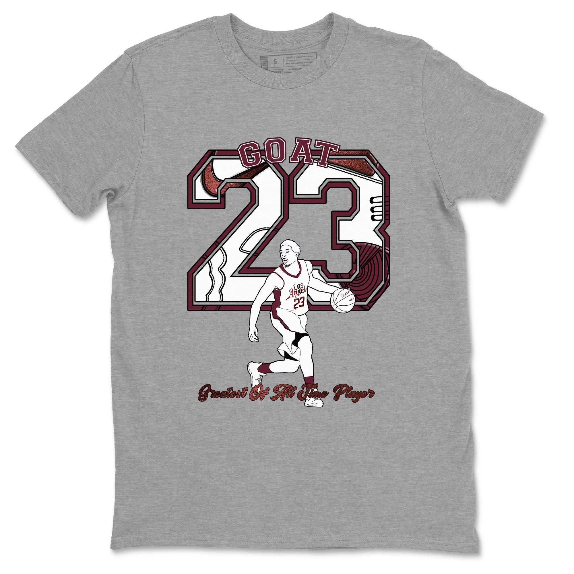 AJ1 High '85 Metallic Burgundy shirts to match jordans Goat Player sneaker match tees 1s High '85 Metallic Burgundy Drip Gear Zone streetwear brand Heather Grey 2 unisex cotton tee