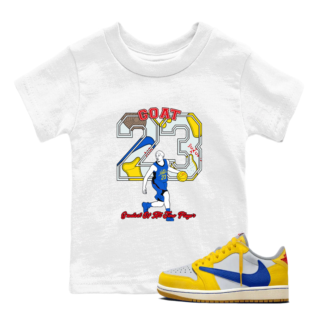 1s Travis Scott Canary shirt to match jordans Goat Player sneaker tees Air Jordan 1 Travis Scott Canary Drip Gear Zone baby toddler White 1 cotton Shirt