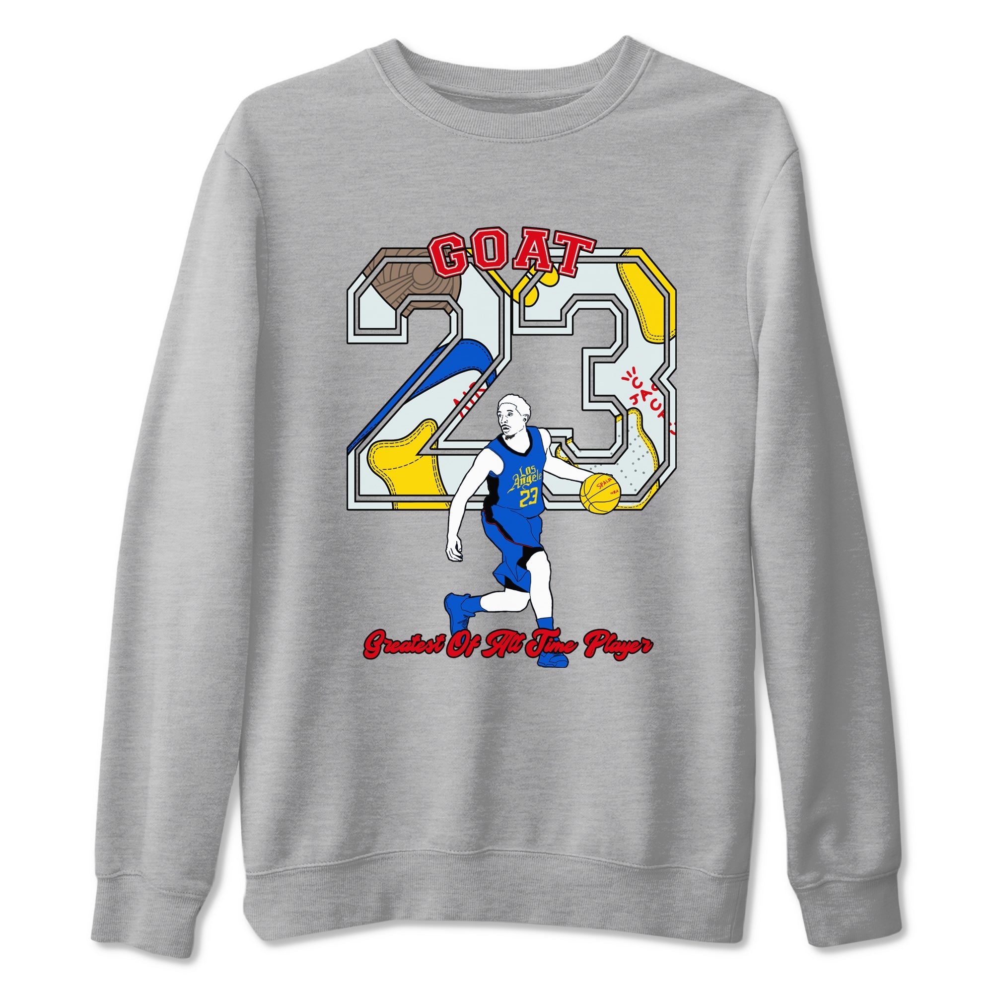 1s Travis Scott Canary shirt to match jordans Goat Player sneaker tees Air Jordan 1 Travis Scott Canary Drip Gear Zone unisex cotton Heather Grey 2 crew neck shirt