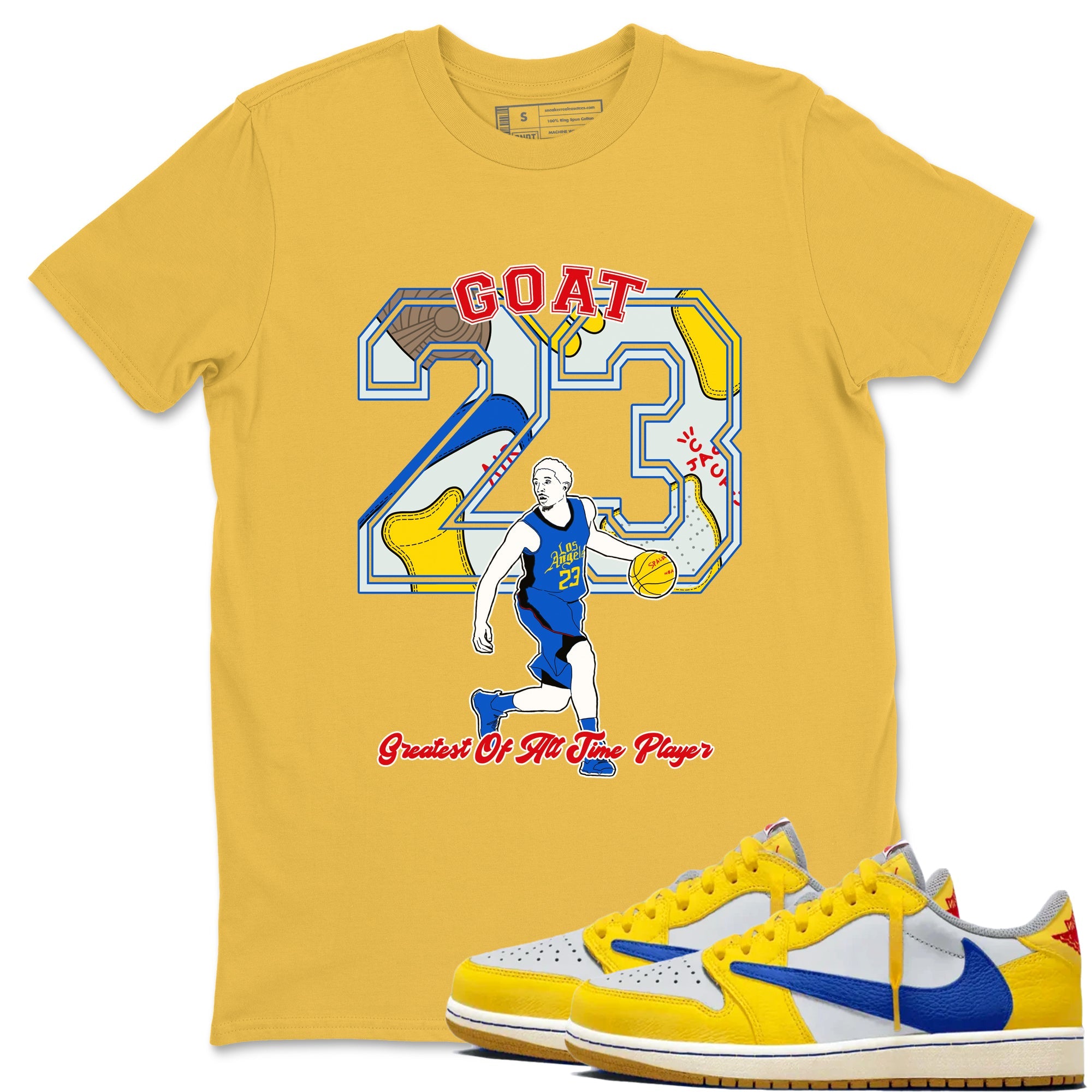 1s Travis Scott Canary shirt to match jordans Goat Player sneaker tees Air Jordan 1 Travis Scott Canary Drip Gear Zone unisex cotton Daisy 1 crew neck shirt