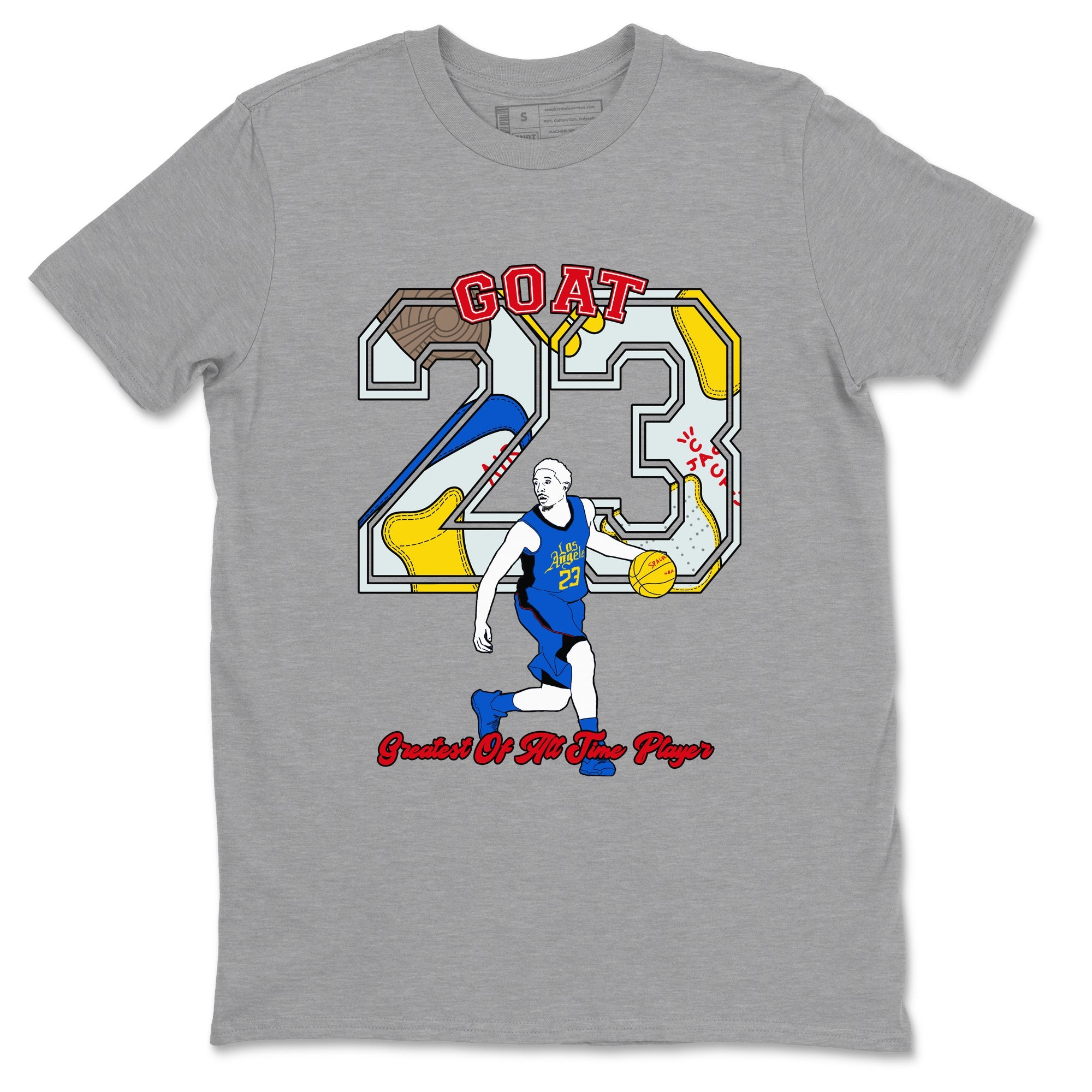1s Travis Scott Canary shirt to match jordans Goat Player sneaker tees Air Jordan 1 Travis Scott Canary Drip Gear Zone unisex cotton Heather Grey 2 crew neck shirt