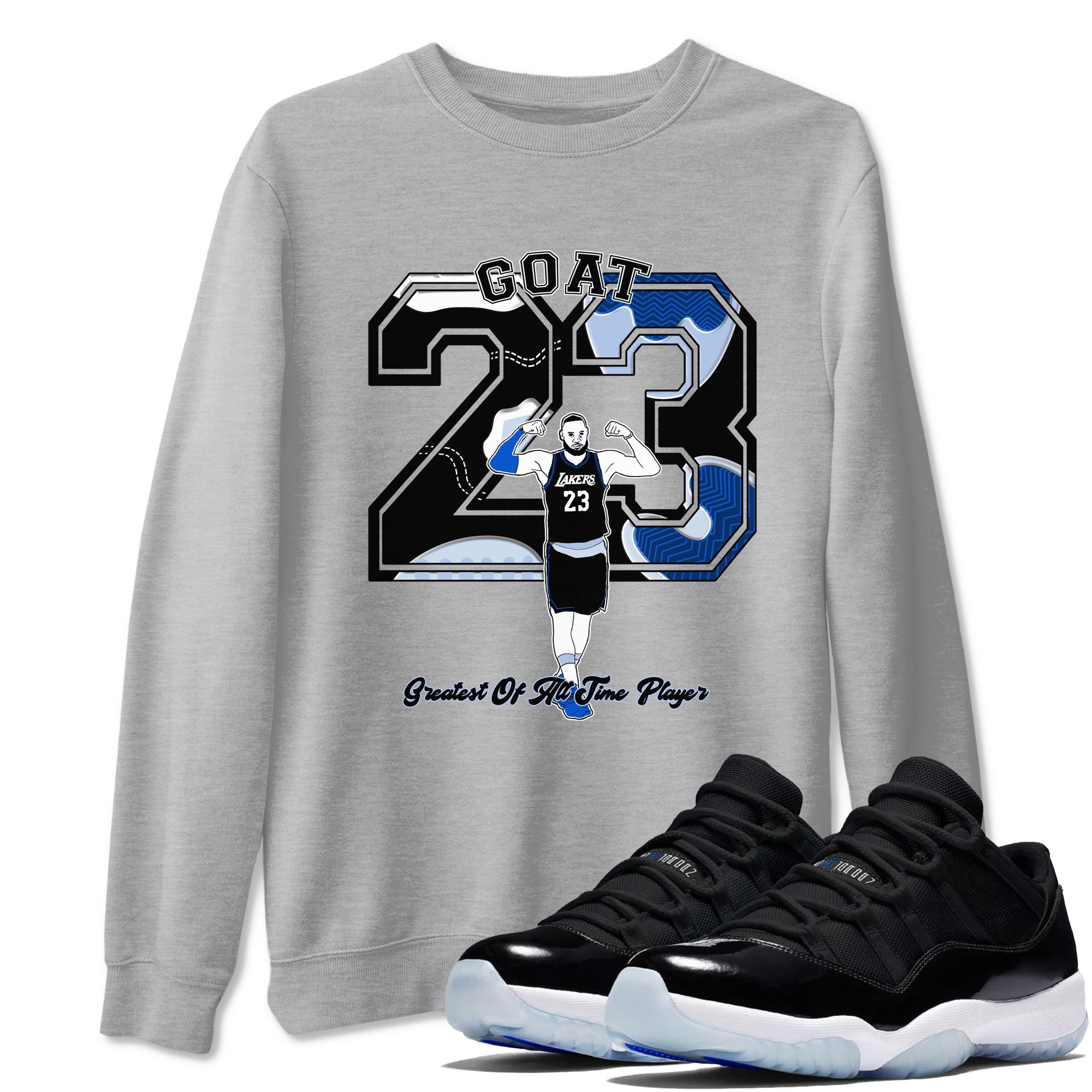 11s Space shirt to match jordans Goat Player sneaker tees Air Jordan 11 Space Drip Gear Zone unisex cotton Heather Grey 1 crew neck shirt