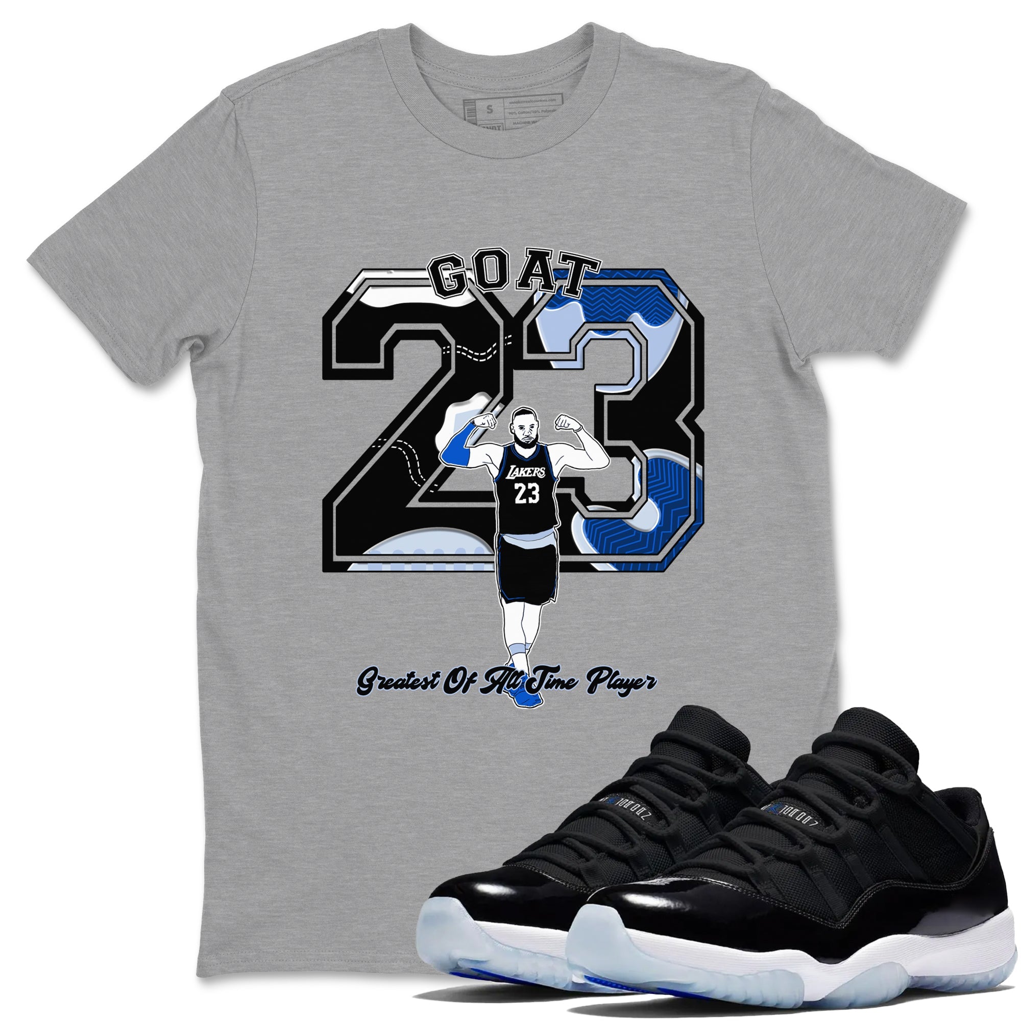 11s Space shirt to match jordans Goat Player sneaker tees Air Jordan 11 Space Drip Gear Zone unisex cotton Heather Grey 1 crew neck shirt