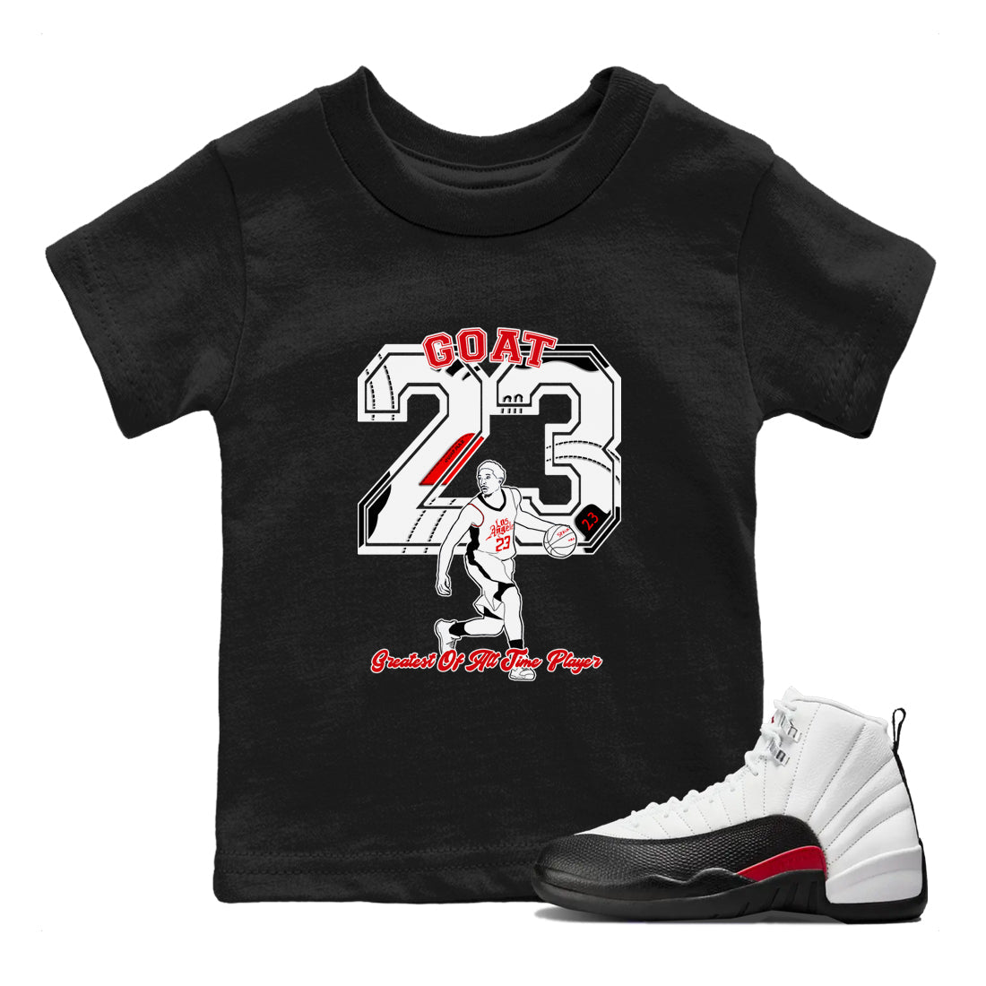 Air Jordan 12 Red Taxi shirts to match jordans Goat Player sneaker match tees 12s Red Taxi Drip Gear Zone baby toddler Black 1 cotton Shirt