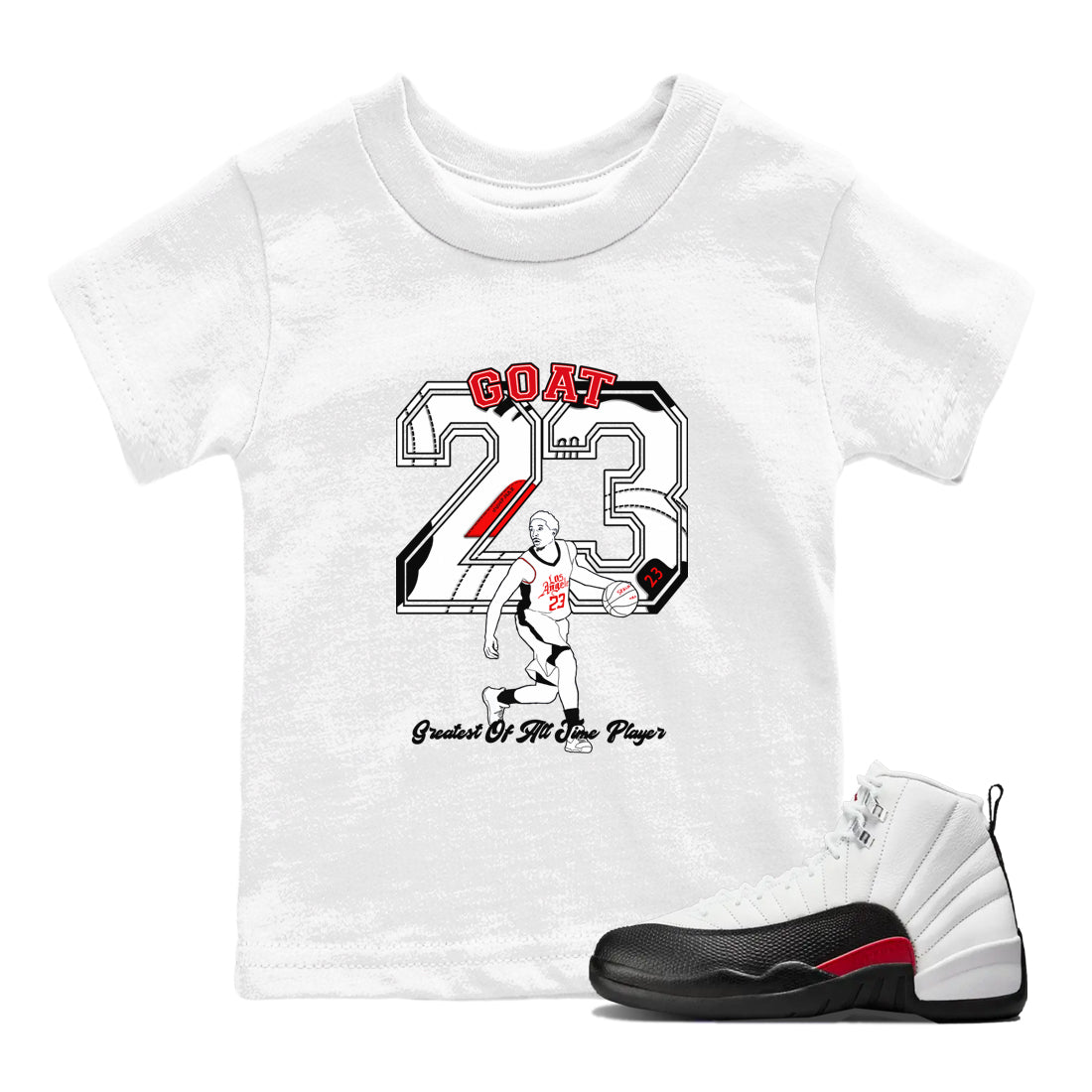 Air Jordan 12 Red Taxi shirts to match jordans Goat Player sneaker match tees 12s Red Taxi Drip Gear Zone baby toddler White 1 cotton Shirt