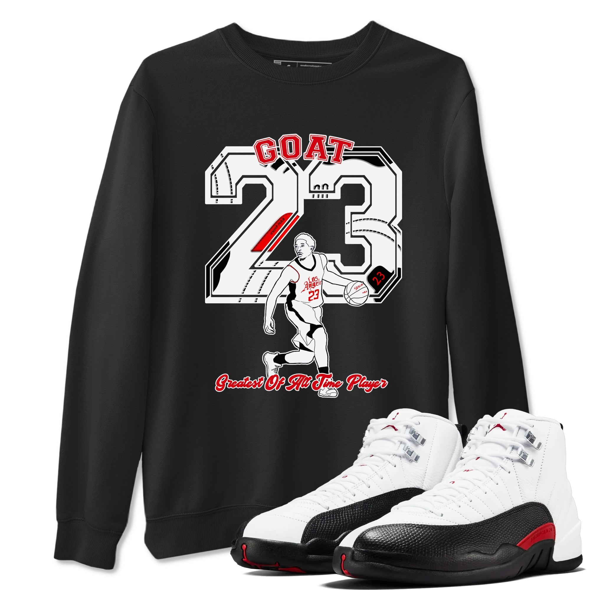 Air Jordan 12 Red Taxi shirts to match jordans Goat Player sneaker match tees 12s Red Taxi Drip Gear Zone unisex cotton Black 1 crew neck shirt