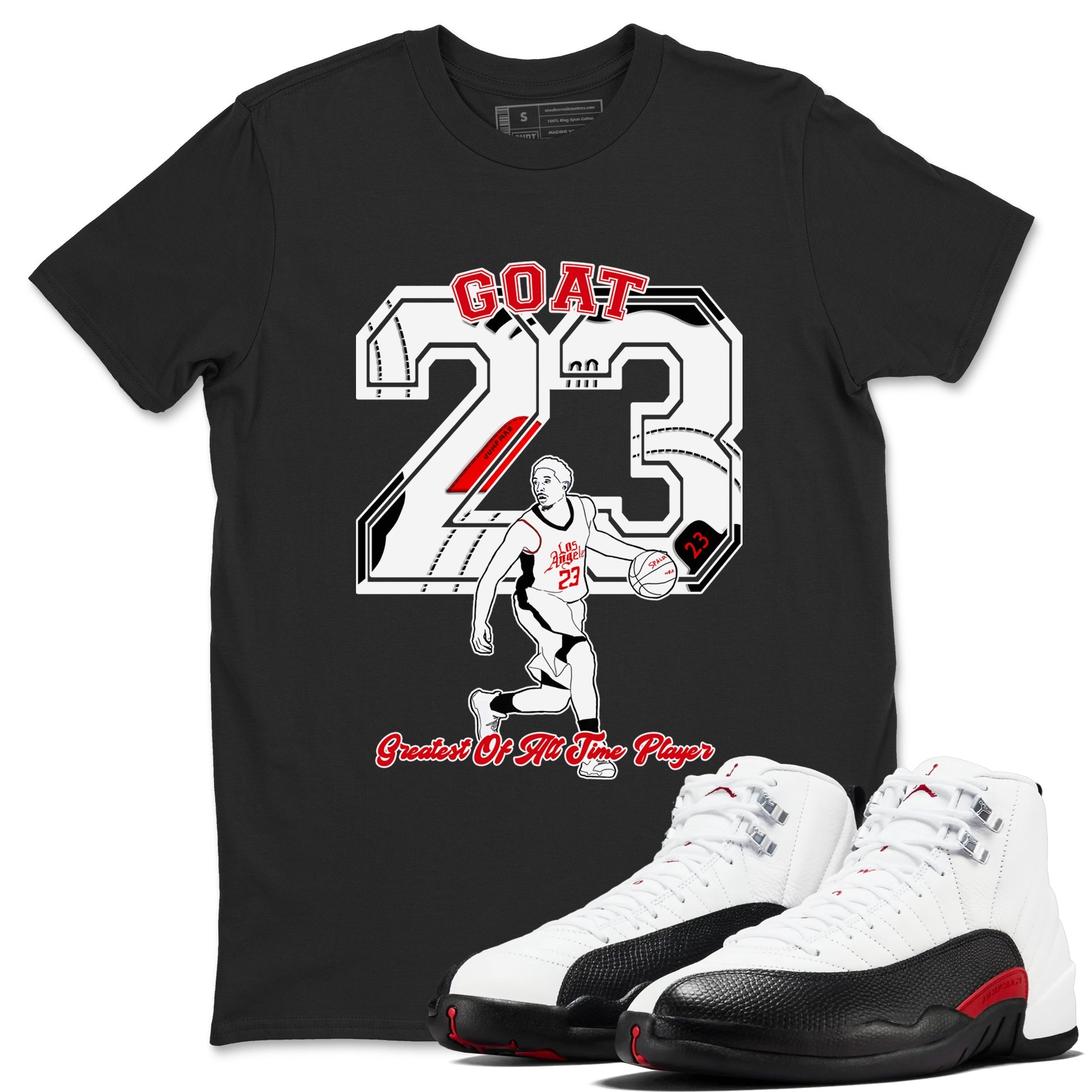 Air Jordan 12 Red Taxi shirts to match jordans Goat Player sneaker match tees 12s Red Taxi Drip Gear Zone unisex cotton Black 1 crew neck shirt
