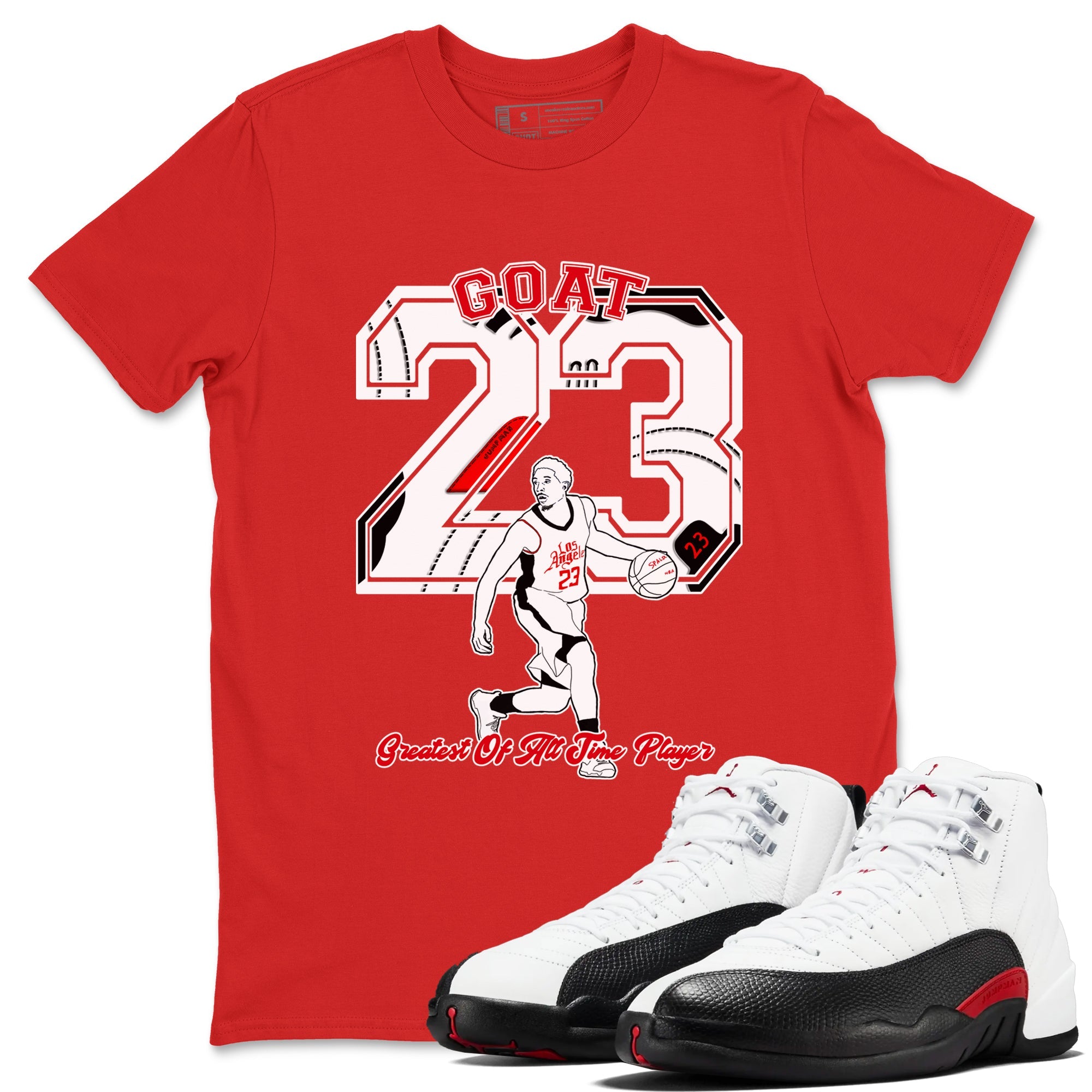 Air Jordan 12 Red Taxi shirts to match jordans Goat Player sneaker match tees 12s Red Taxi Drip Gear Zone unisex cotton Red 1 crew neck shirt