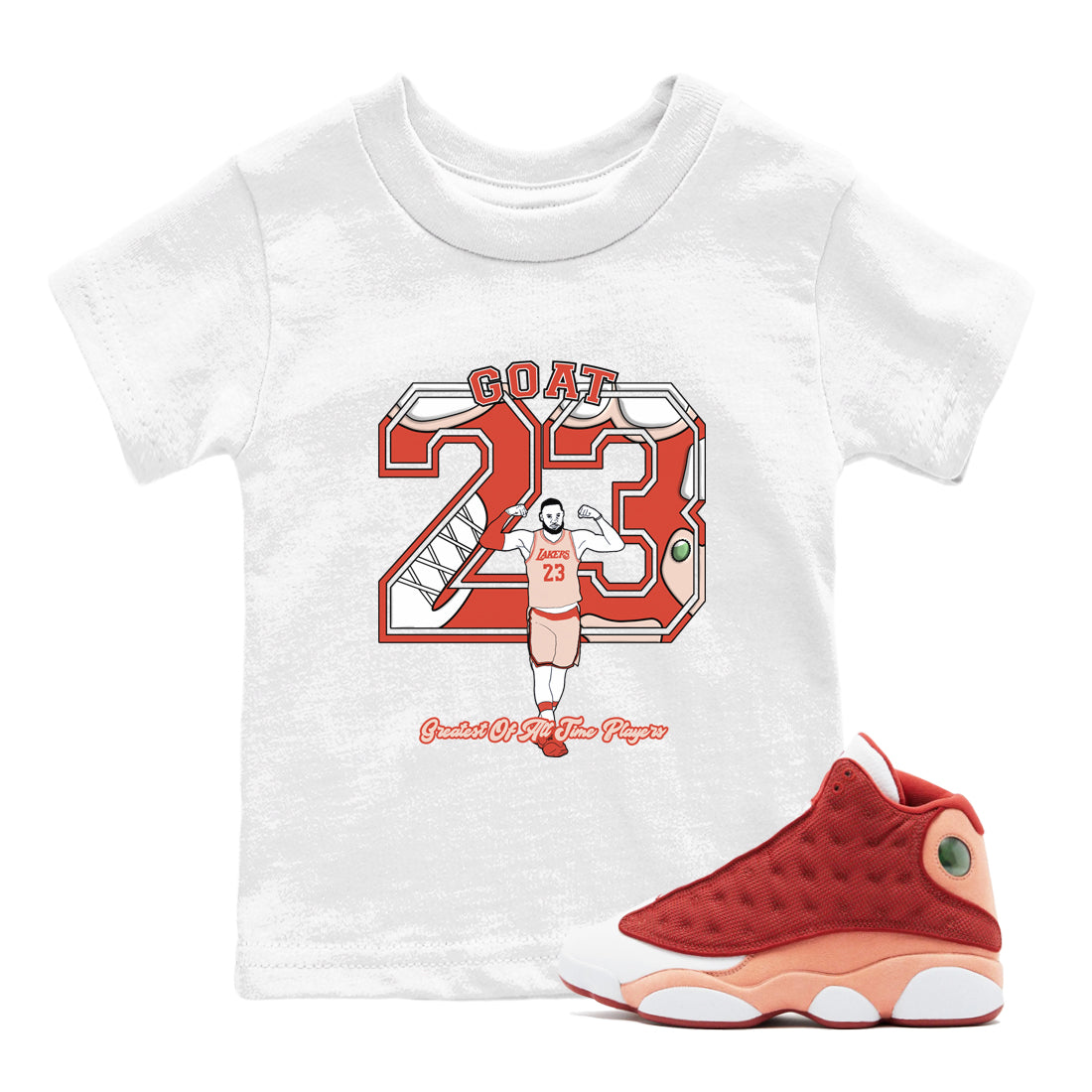 AJ13 Dune Red shirts to match jordans Goat Player sneaker match tees Air Jordan 13 Dune Red Drip Gear Zone streetwear brand Baby and Youth White 1 cotton tee