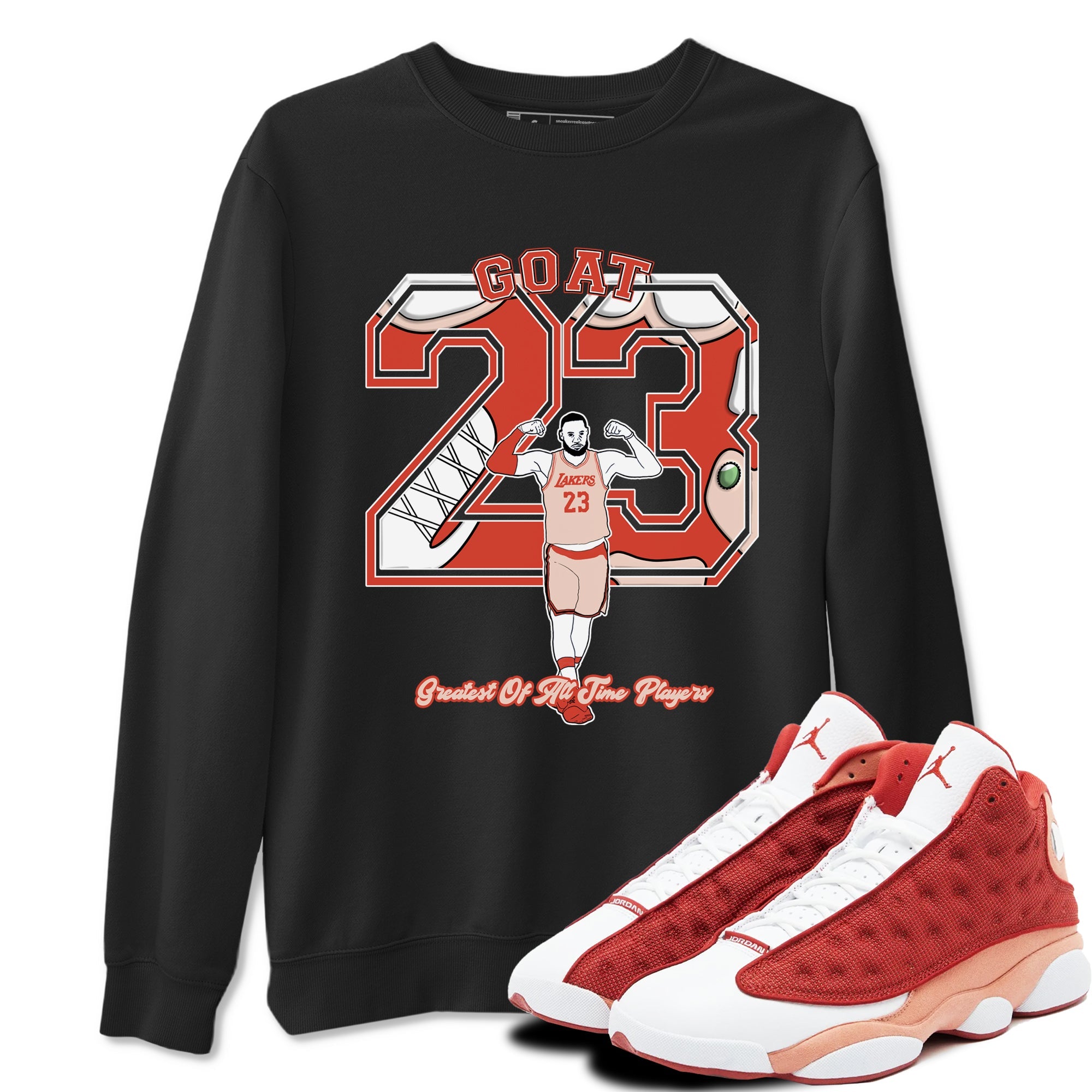AJ13 Dune Red shirts to match jordans Goat Player sneaker match tees Air Jordan 13 Dune Red Drip Gear Zone streetwear brand Black 1 unisex cotton tee