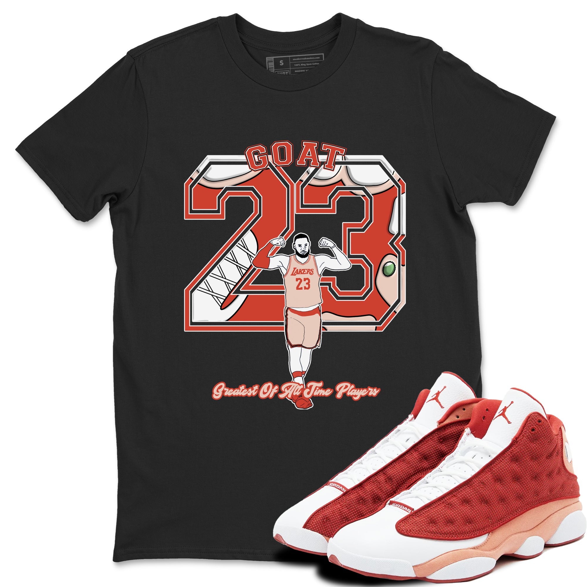 AJ13 Dune Red shirts to match jordans Goat Player sneaker match tees Air Jordan 13 Dune Red Drip Gear Zone streetwear brand Black 1 unisex cotton tee