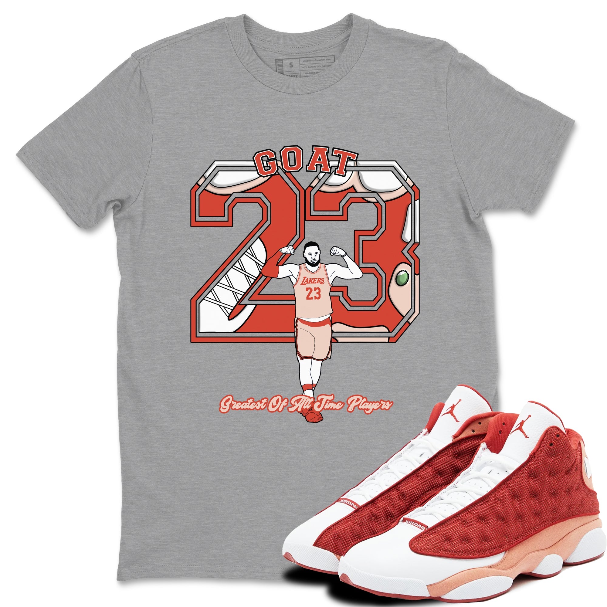 AJ13 Dune Red shirts to match jordans Goat Player sneaker match tees Air Jordan 13 Dune Red Drip Gear Zone streetwear brand Heather Grey 1 unisex cotton tee