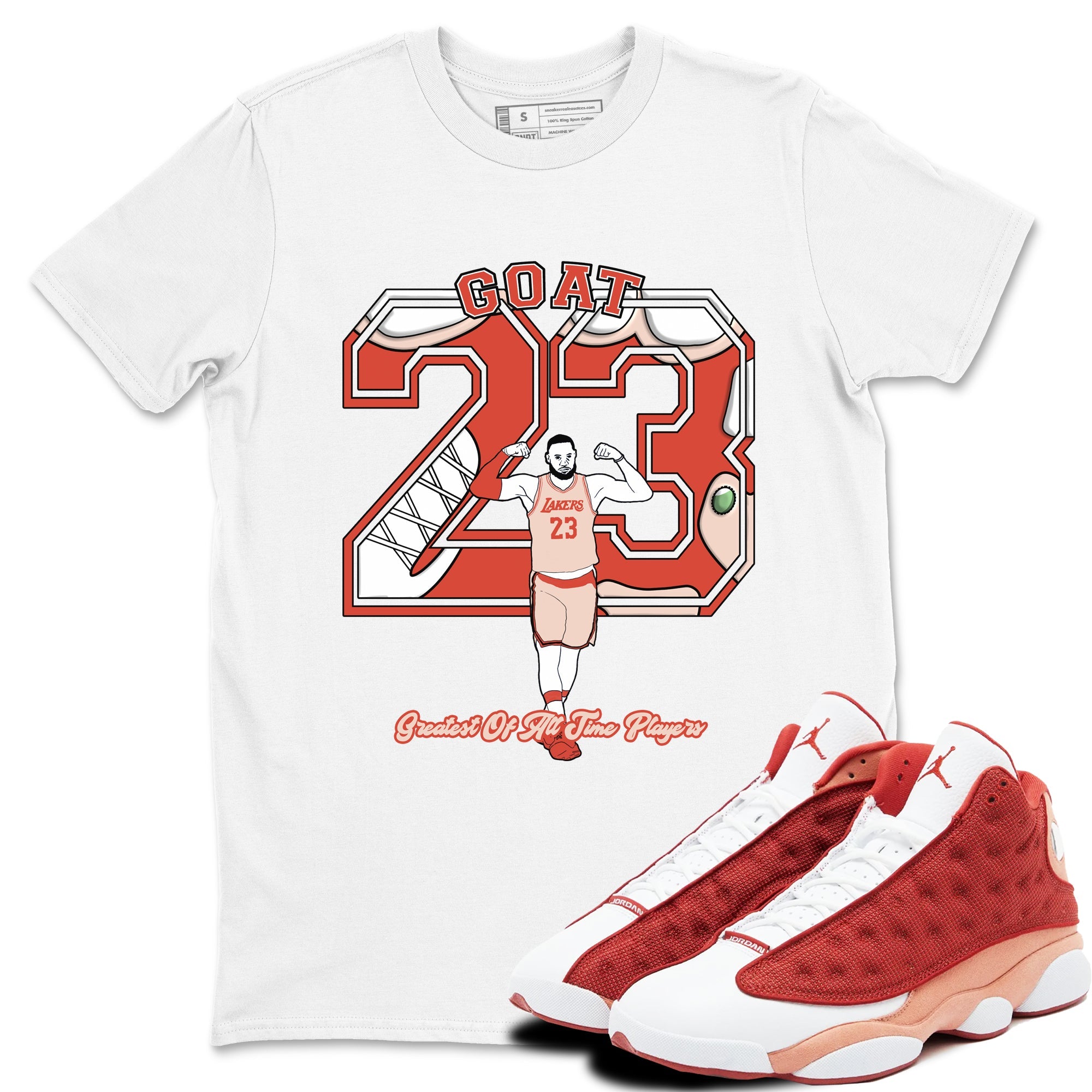 AJ13 Dune Red shirts to match jordans Goat Player sneaker match tees Air Jordan 13 Dune Red Drip Gear Zone streetwear brand White 1 unisex cotton tee