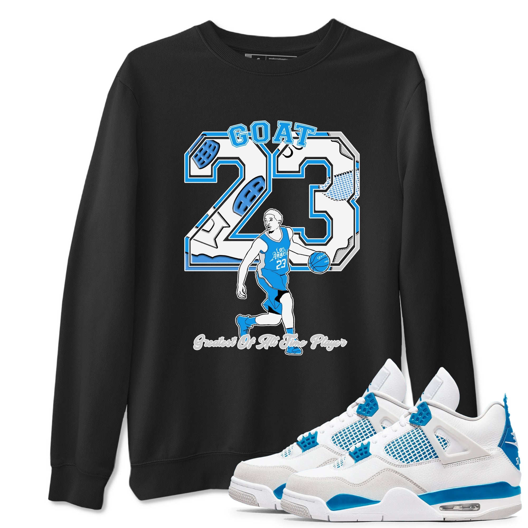AJ 4 Military Blue shirt to match jordans Goat Player sneaker tees Air Jordan 4 Military Blue Drip Gear Zone unisex cotton Black 1 crew neck shirt