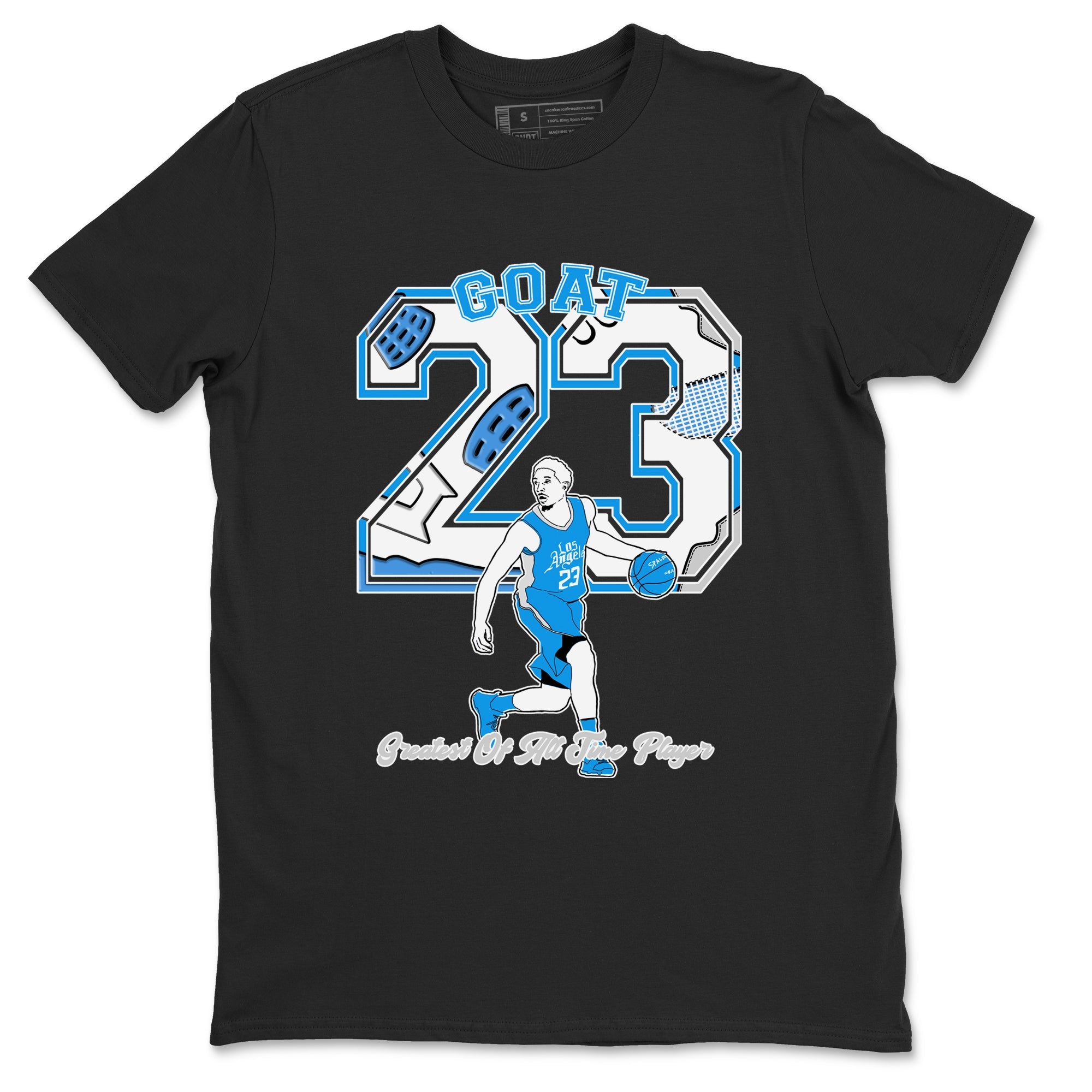 AJ 4 Military Blue shirt to match jordans Goat Player sneaker tees Air Jordan 4 Military Blue Drip Gear Zone unisex cotton Black 2 crew neck shirt