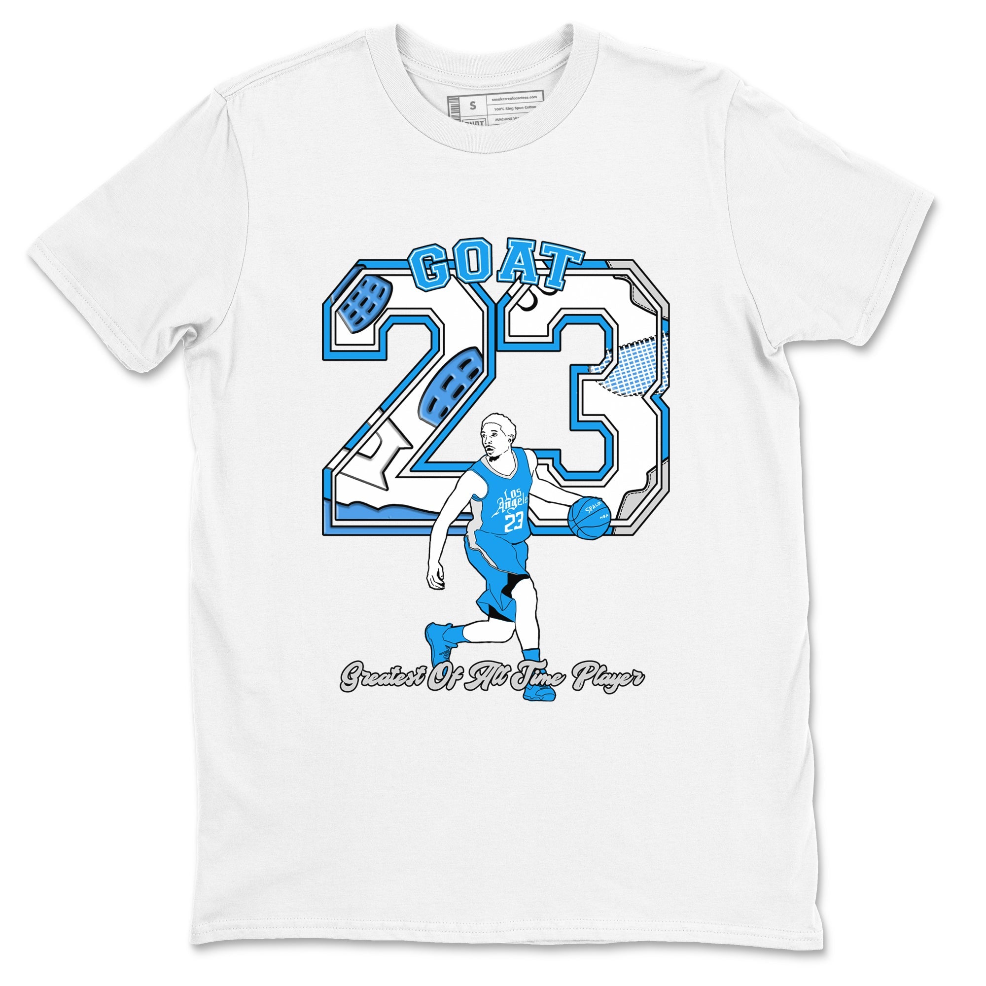 AJ 4 Military Blue shirt to match jordans Goat Player sneaker tees Air Jordan 4 Military Blue Drip Gear Zone unisex cotton White 2 crew neck shirt