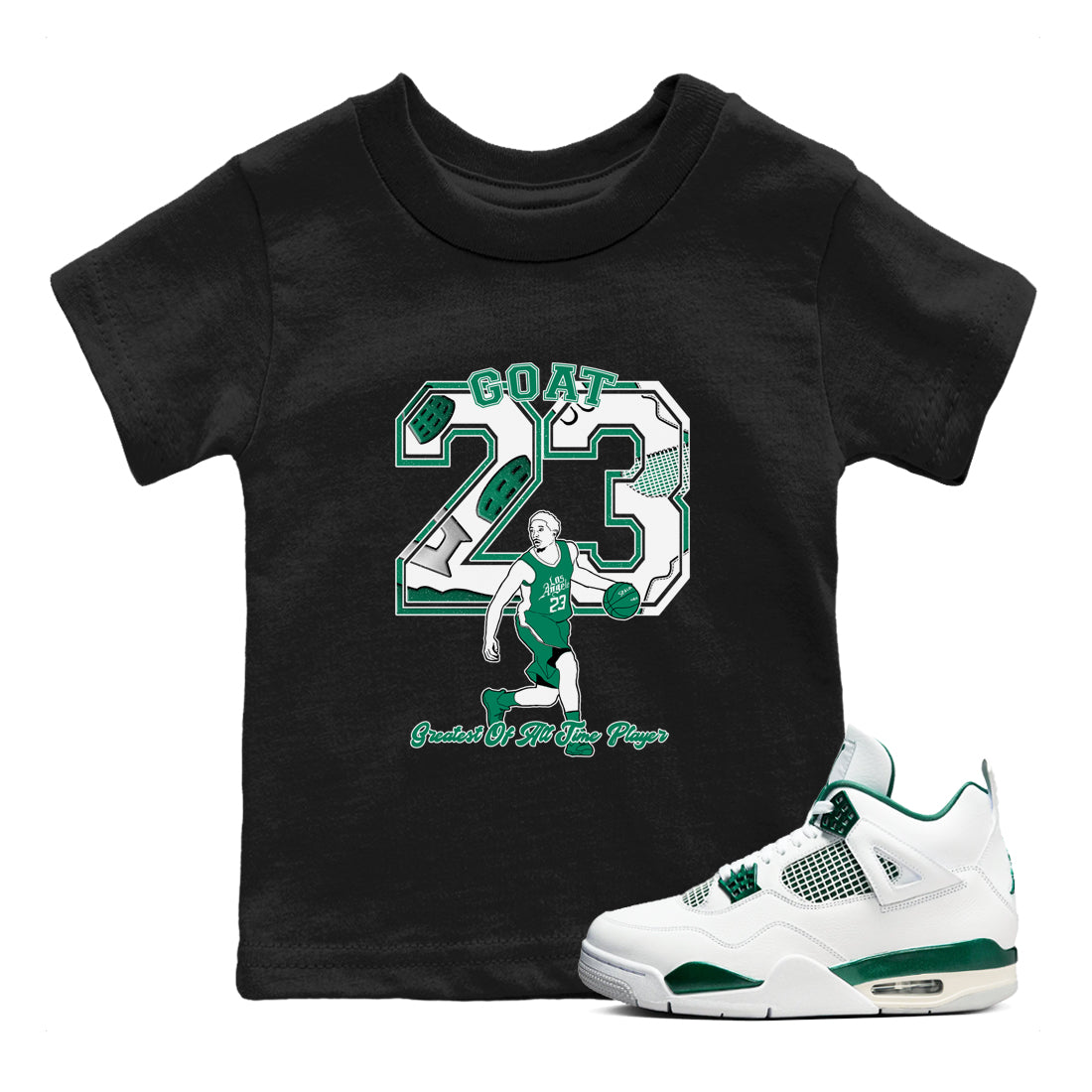 4s Oxidized Green shirts to match jordans Goat Player sneaker match tees Air Jordan 4 Oxidized Green Drip Gear Zone streetwear brand Baby and Youth Black 1 cotton tee