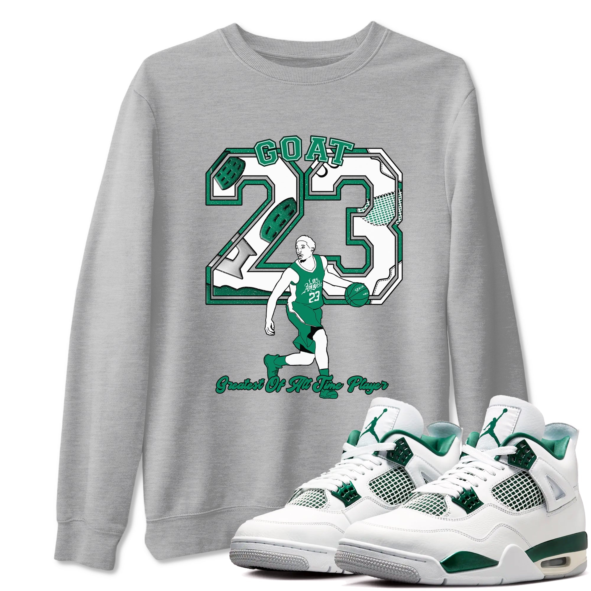 4s Oxidized Green shirts to match jordans Goat Player sneaker match tees Air Jordan 4 Oxidized Green Drip Gear Zone streetwear brand Heather Grey 1 unisex cotton tee