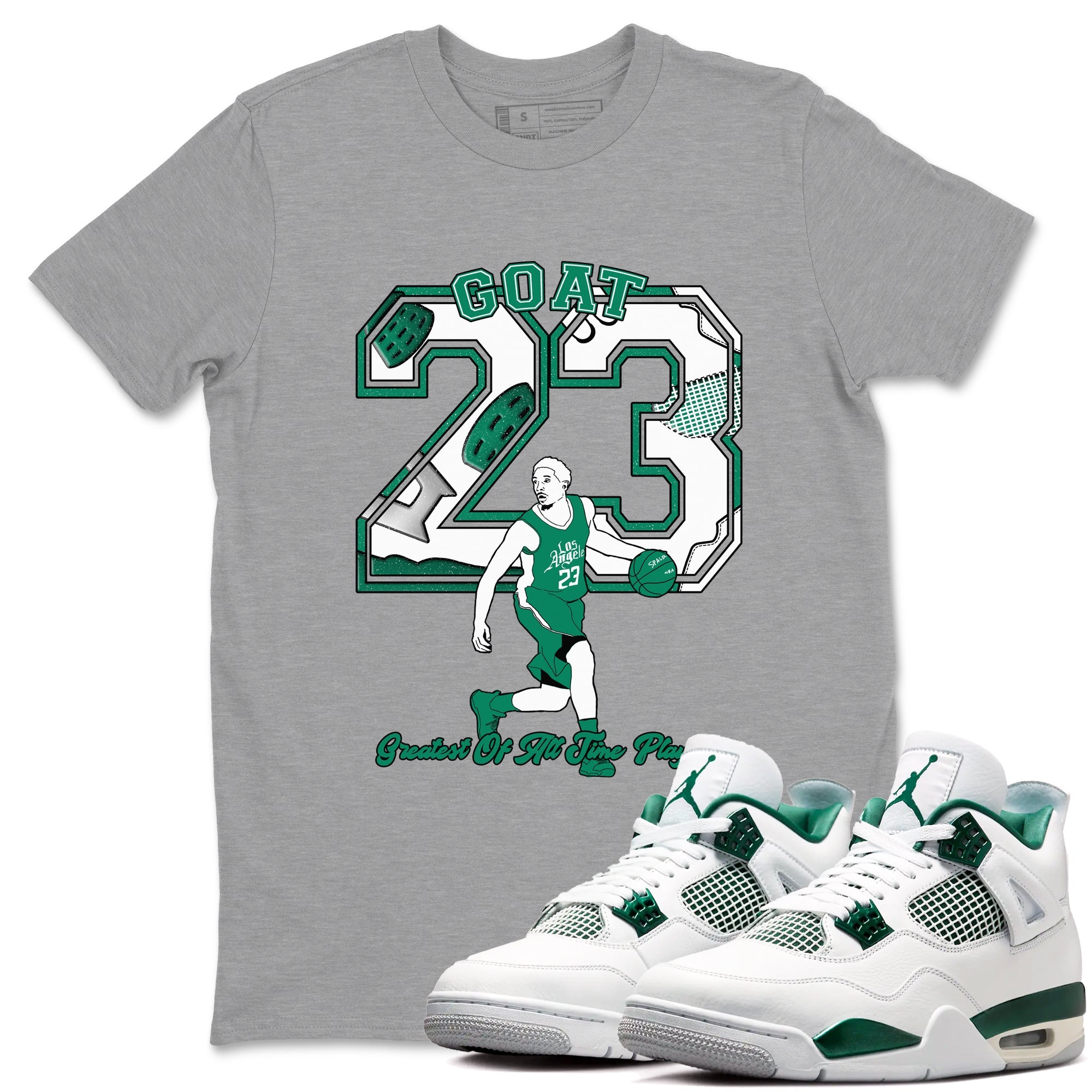 4s Oxidized Green shirts to match jordans Goat Player sneaker match tees Air Jordan 4 Oxidized Green Drip Gear Zone streetwear brand Heather Grey 1 unisex cotton tee