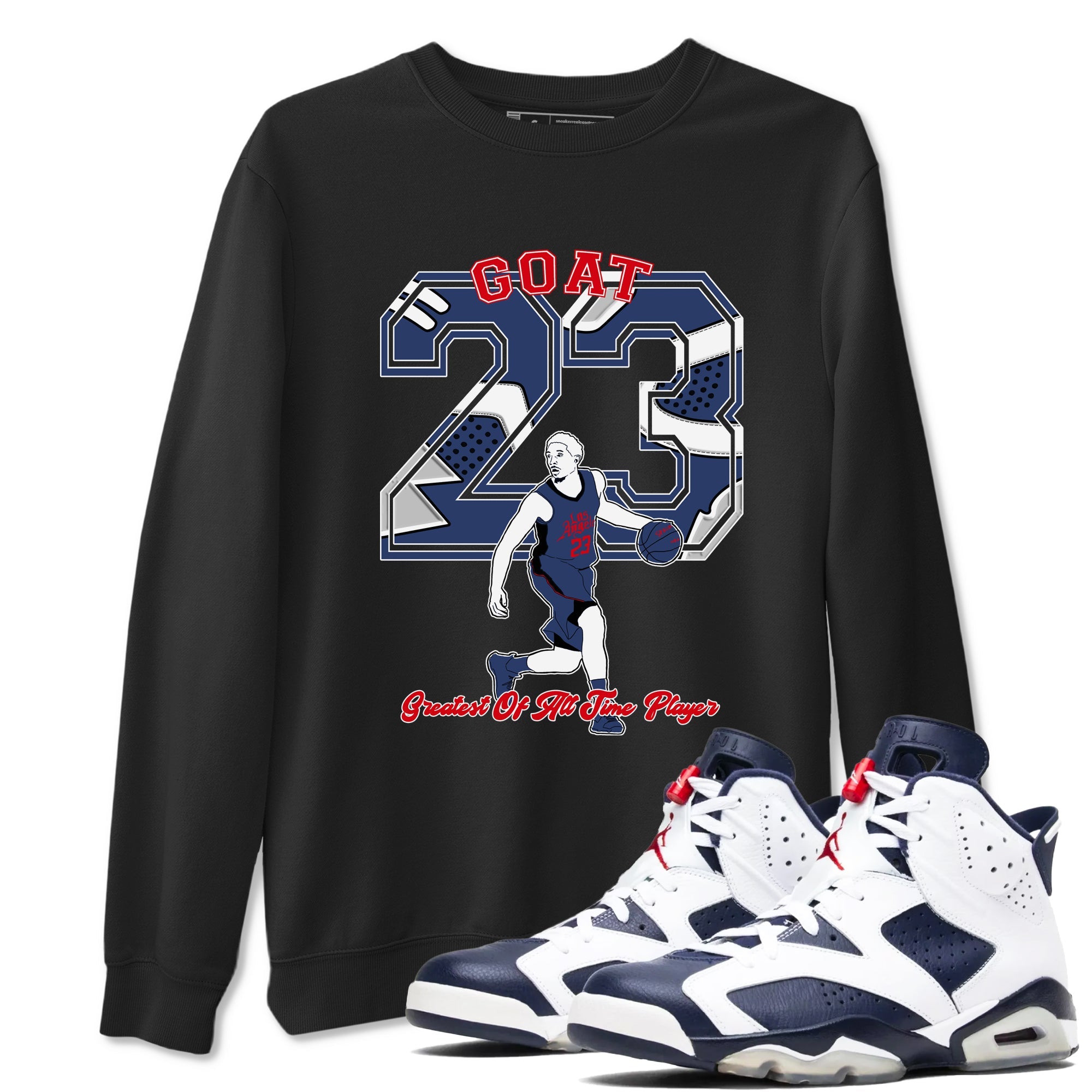 AJ6 Olympic shirt to match jordans Goat Player sneaker tees Air Jordan 6 Olympic Drip Gear Zone unisex cotton Black 1 crew neck shirt