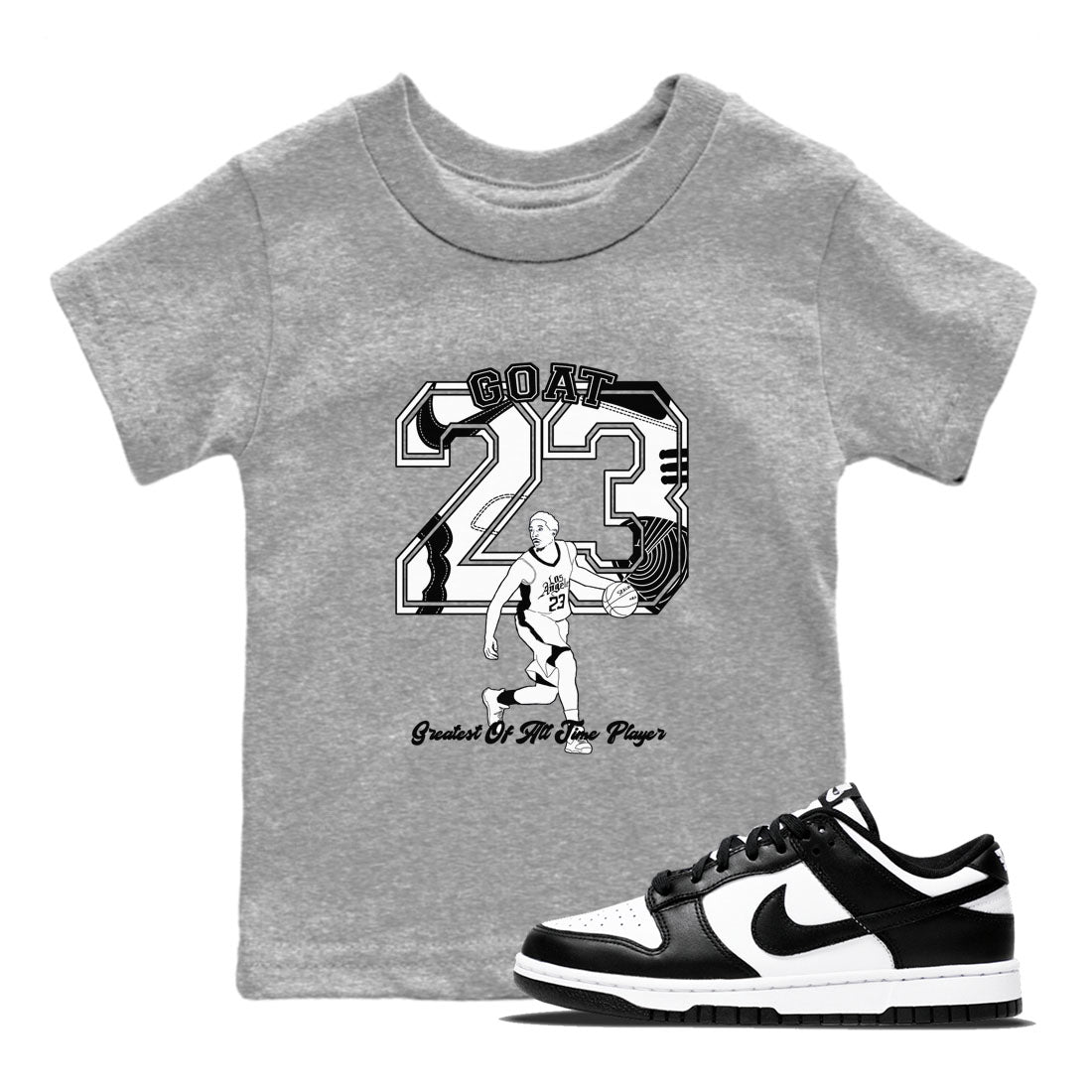 Dunk Black White shirts to match jordans Goat Player sneaker match tees Dunk Panda Drip Gear Zone Youth Baby Heather Grey 1 crew neck shirts