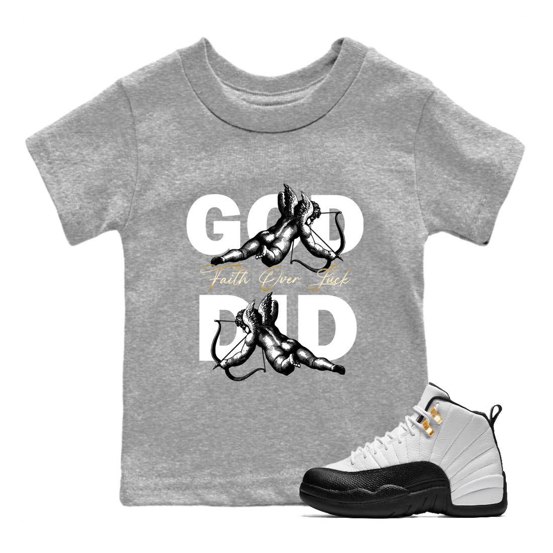 Sneaker Threads  Sneaker Tees To Match Air Jordan 12 Taxi  God Did Youth Graphic Tee Heather Grey 1. Perfect for Jordan releases 2025 colorways.