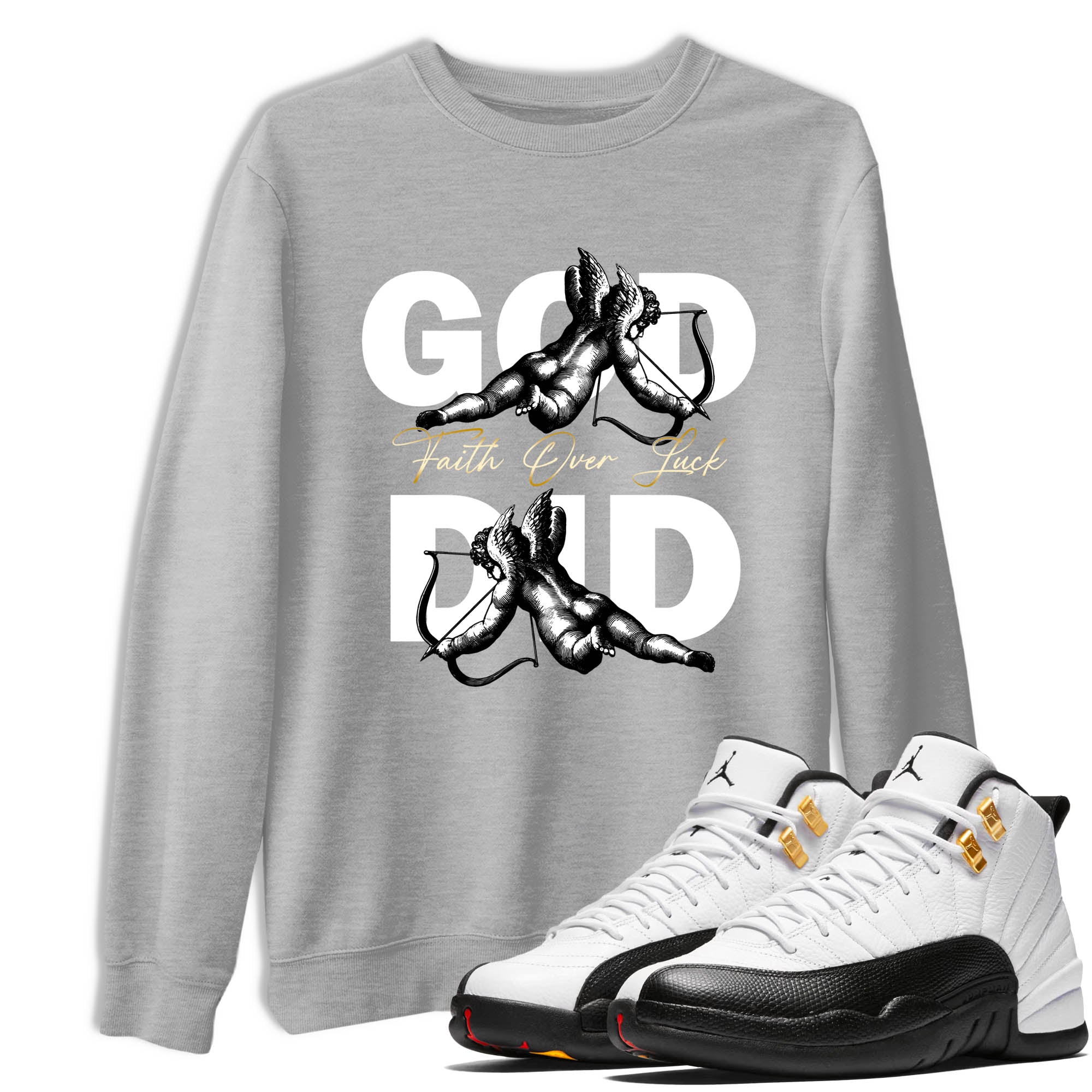 Sneaker Threads  Sneaker Tees To Match Air Jordan 12 Taxi  God Did Graphic Tee Heather Grey 1. Perfect for Jordan releases 2025 colorways.