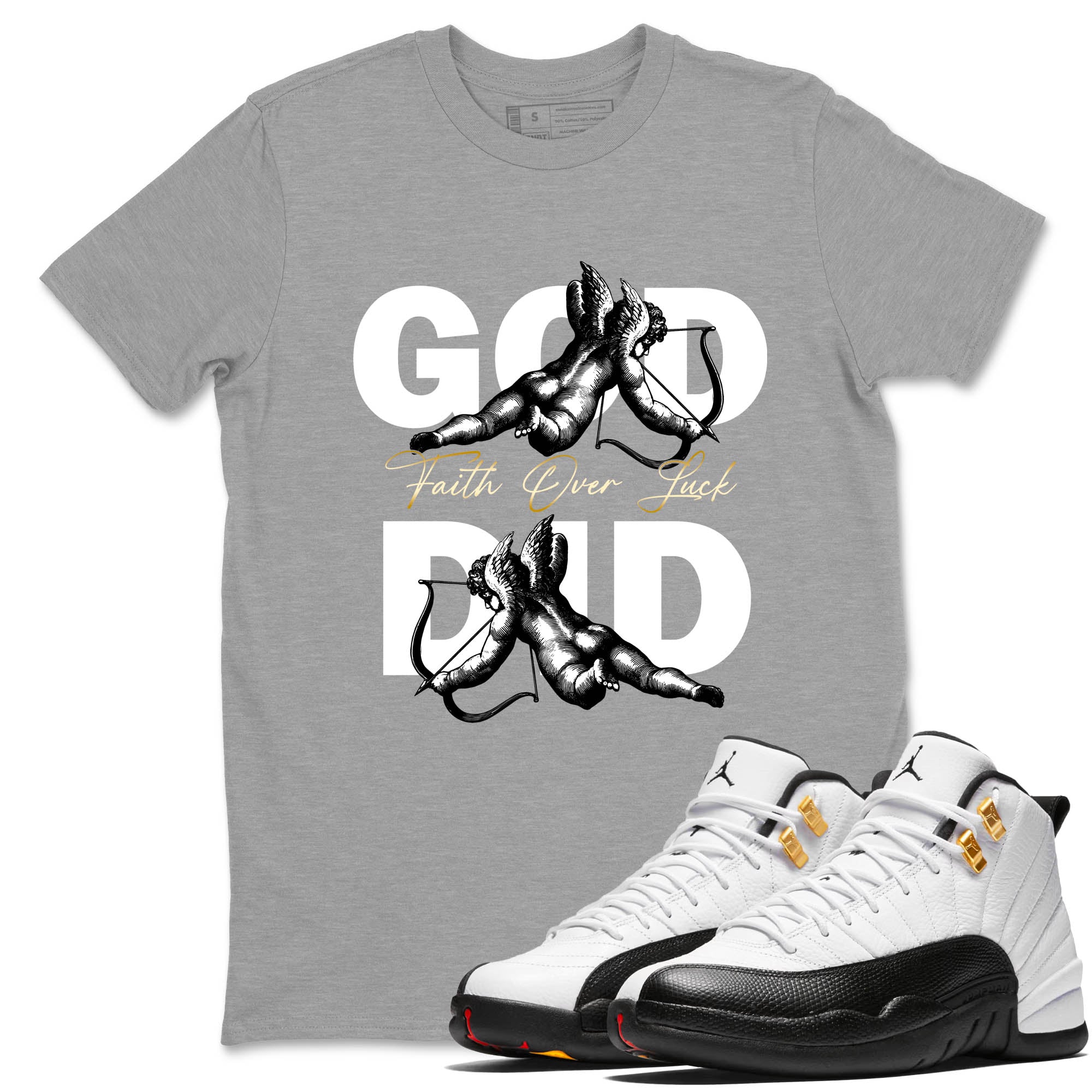 Sneaker Threads  Sneaker Tees To Match Air Jordan 12 Taxi  God Did Graphic Tee Heather Grey 1. Perfect for Jordan releases 2025 colorways.