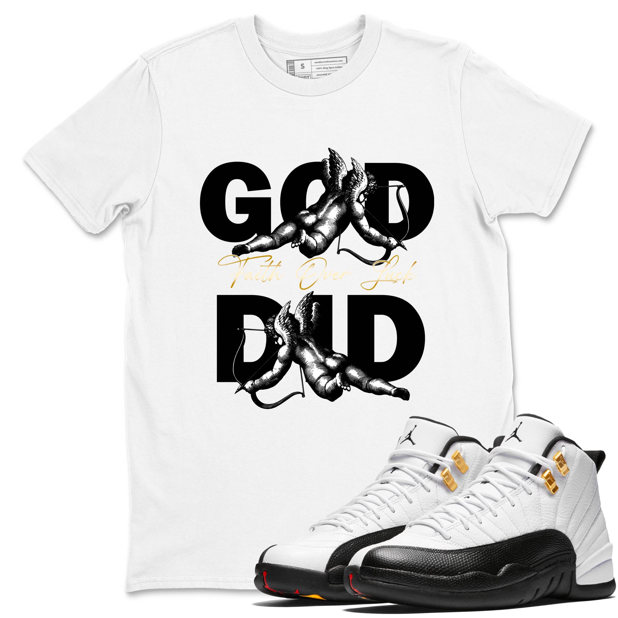 Sneaker Threads  Sneaker Tees To Match Air Jordan 12 Taxi  God Did Graphic Tee White 1. Perfect for Jordan releases 2025 colorways.
