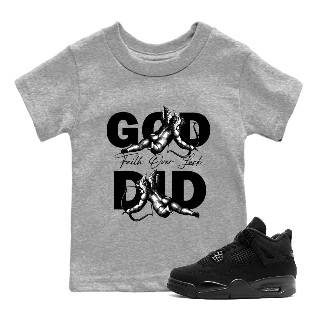 Sneaker Threads  Sneaker Tees To Match Air Jordan 4 Black Cat  God Did Youth Graphic Tee Heather Grey 1. Perfect for Jordan releases 2025 colorways.