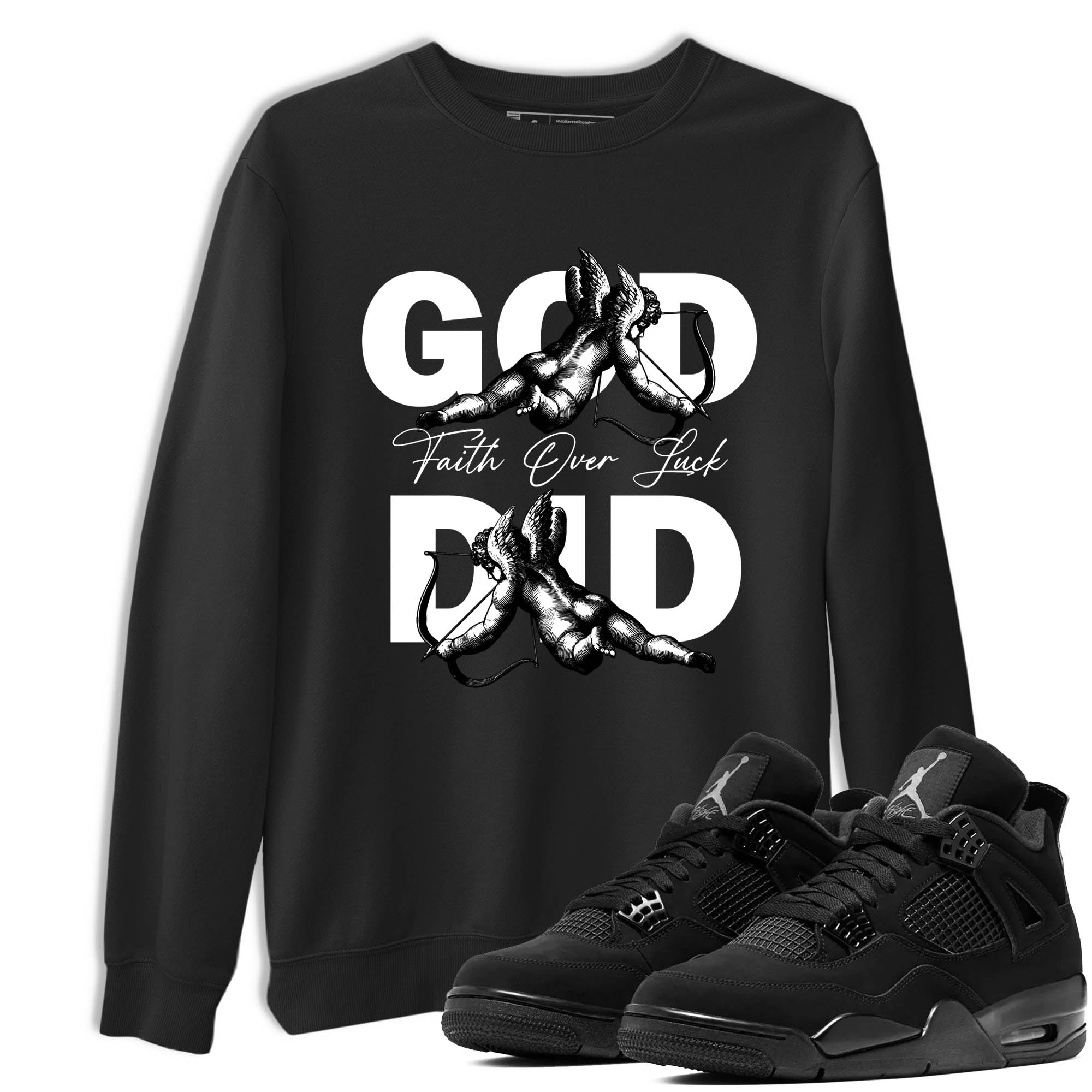 Sneaker Threads  Sneaker Tees To Match Air Jordan 4 Black Cat  God Did Graphic Tee Black 1. Perfect for Jordan releases 2025 colorways.