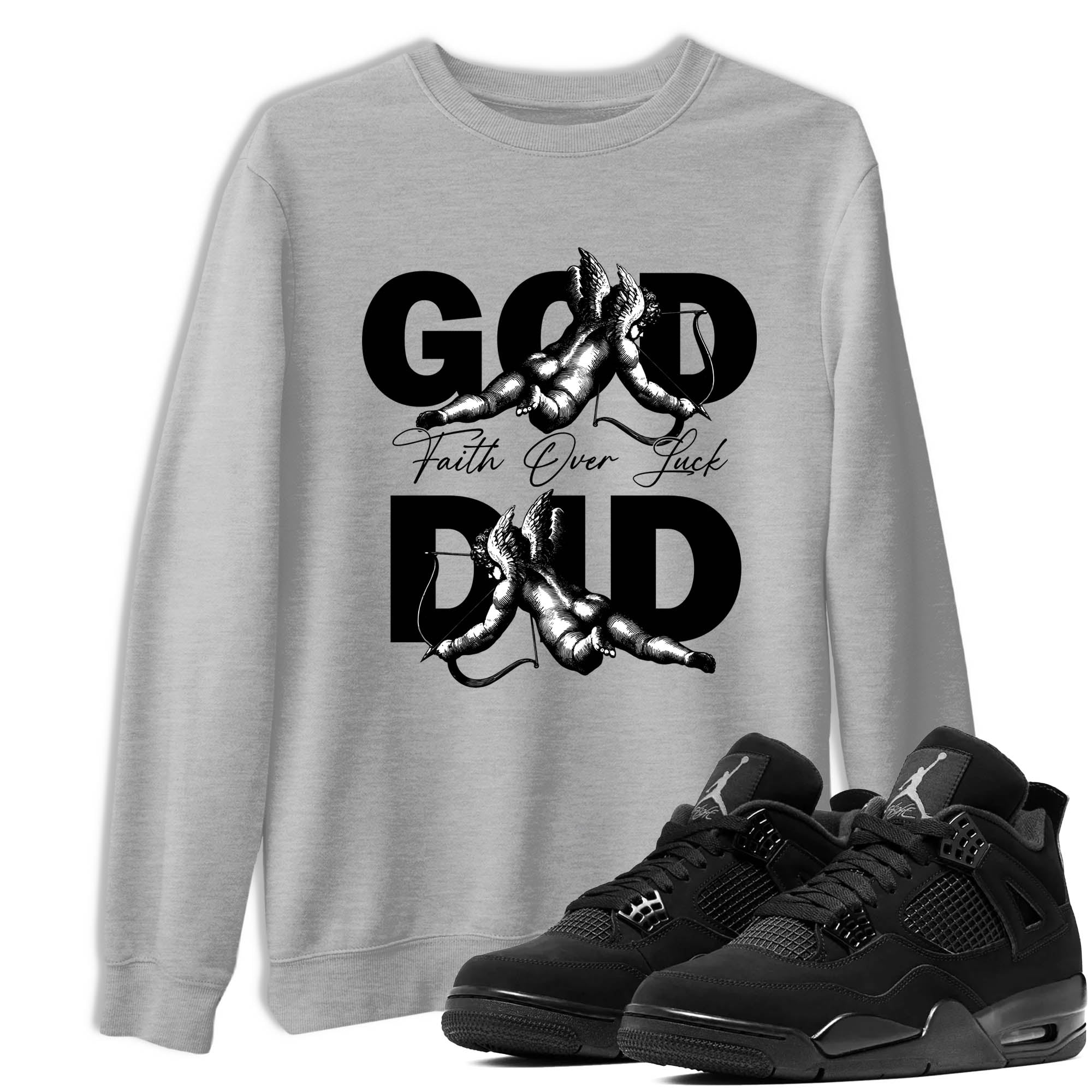 Sneaker Threads  Sneaker Tees To Match Air Jordan 4 Black Cat  God Did Graphic Tee Heather Grey 1. Perfect for Jordan releases 2025 colorways.