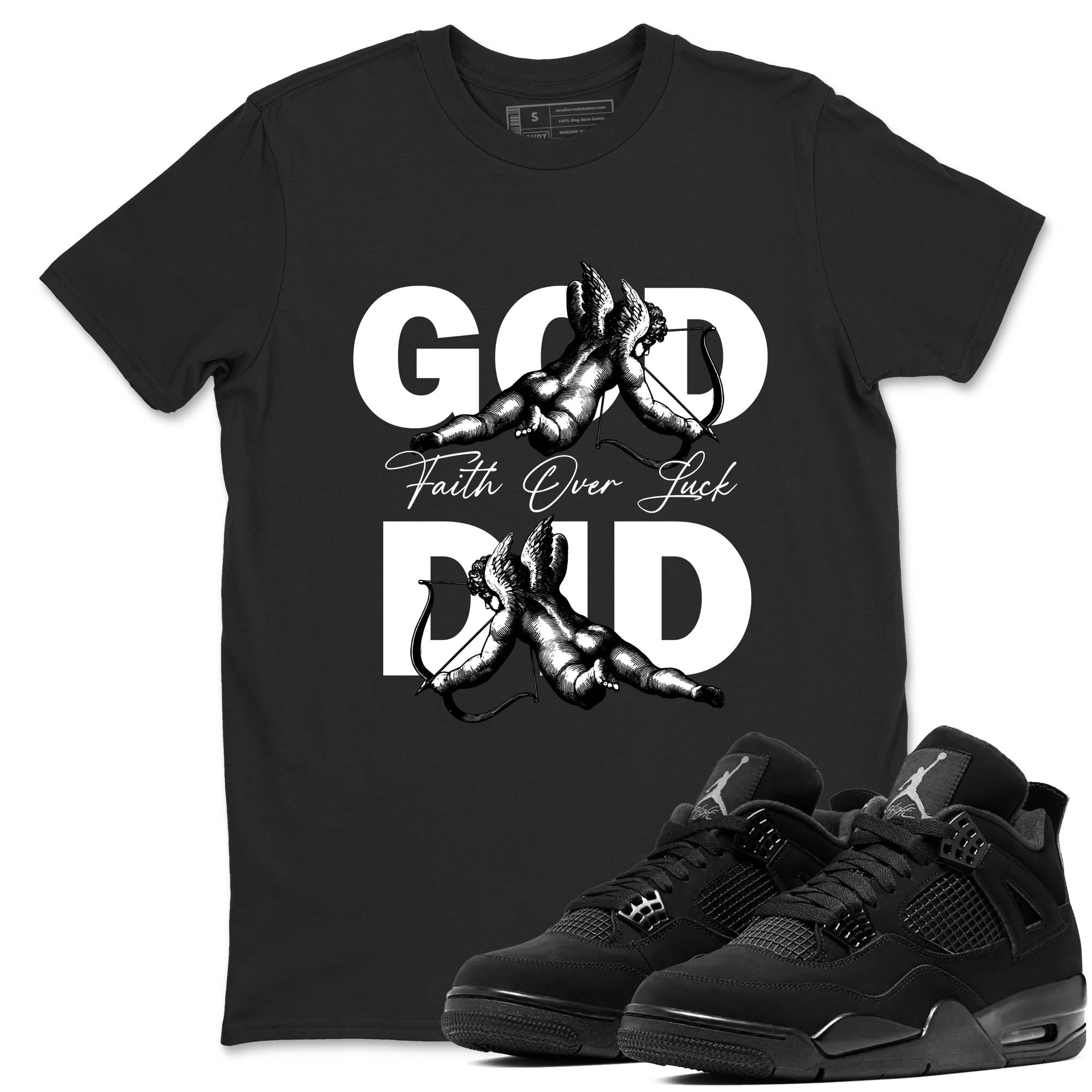Sneaker Threads  Sneaker Tees To Match Air Jordan 4 Black Cat  God Did Graphic Tee Black 1. Perfect for Jordan releases 2025 colorways.