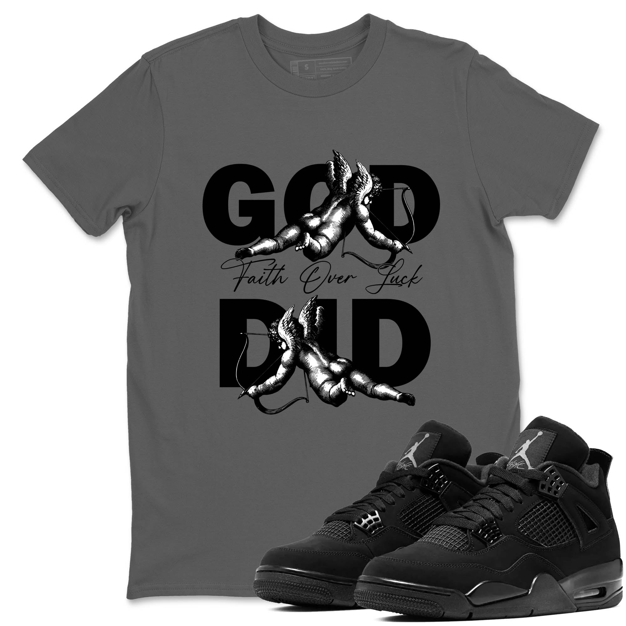 Sneaker Threads  Sneaker Tees To Match Air Jordan 4 Black Cat  God Did Graphic Tee Cool Grey 1. Perfect for Jordan releases 2025 colorways.