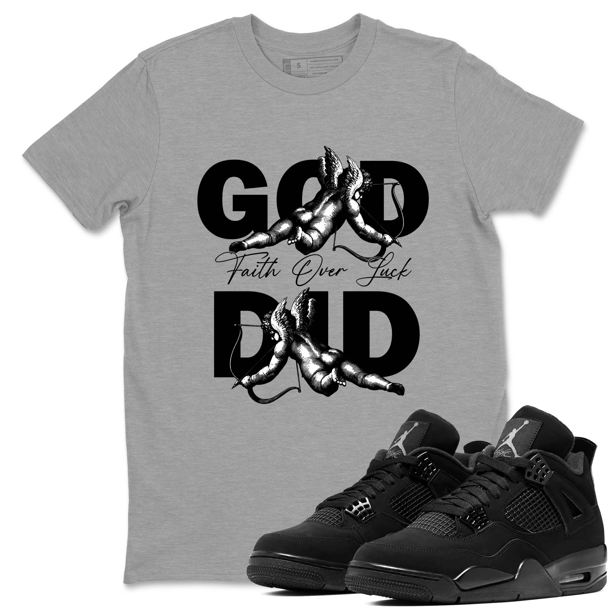 Sneaker Threads  Sneaker Tees To Match Air Jordan 4 Black Cat  God Did Graphic Tee Heather Grey 1. Perfect for Jordan releases 2025 colorways.