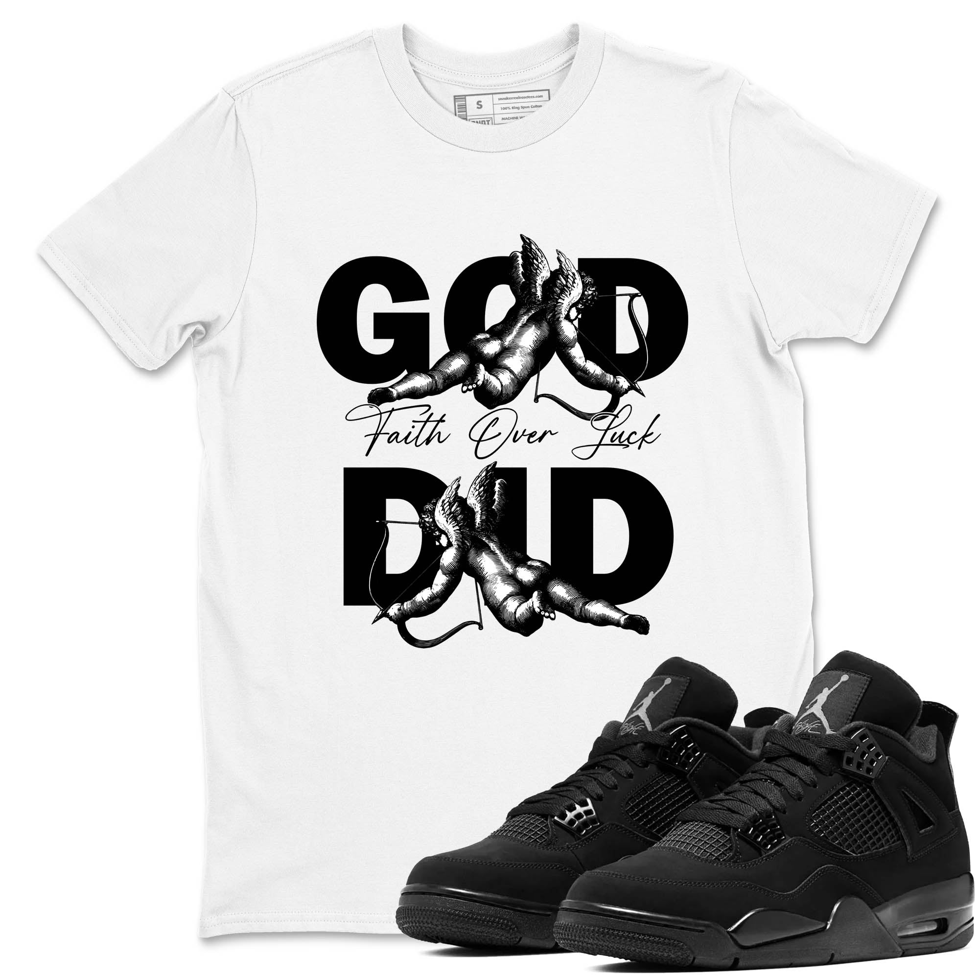 Sneaker Threads  Sneaker Tees To Match Air Jordan 4 Black Cat  God Did Graphic Tee White 1. Perfect for Jordan releases 2025 colorways.