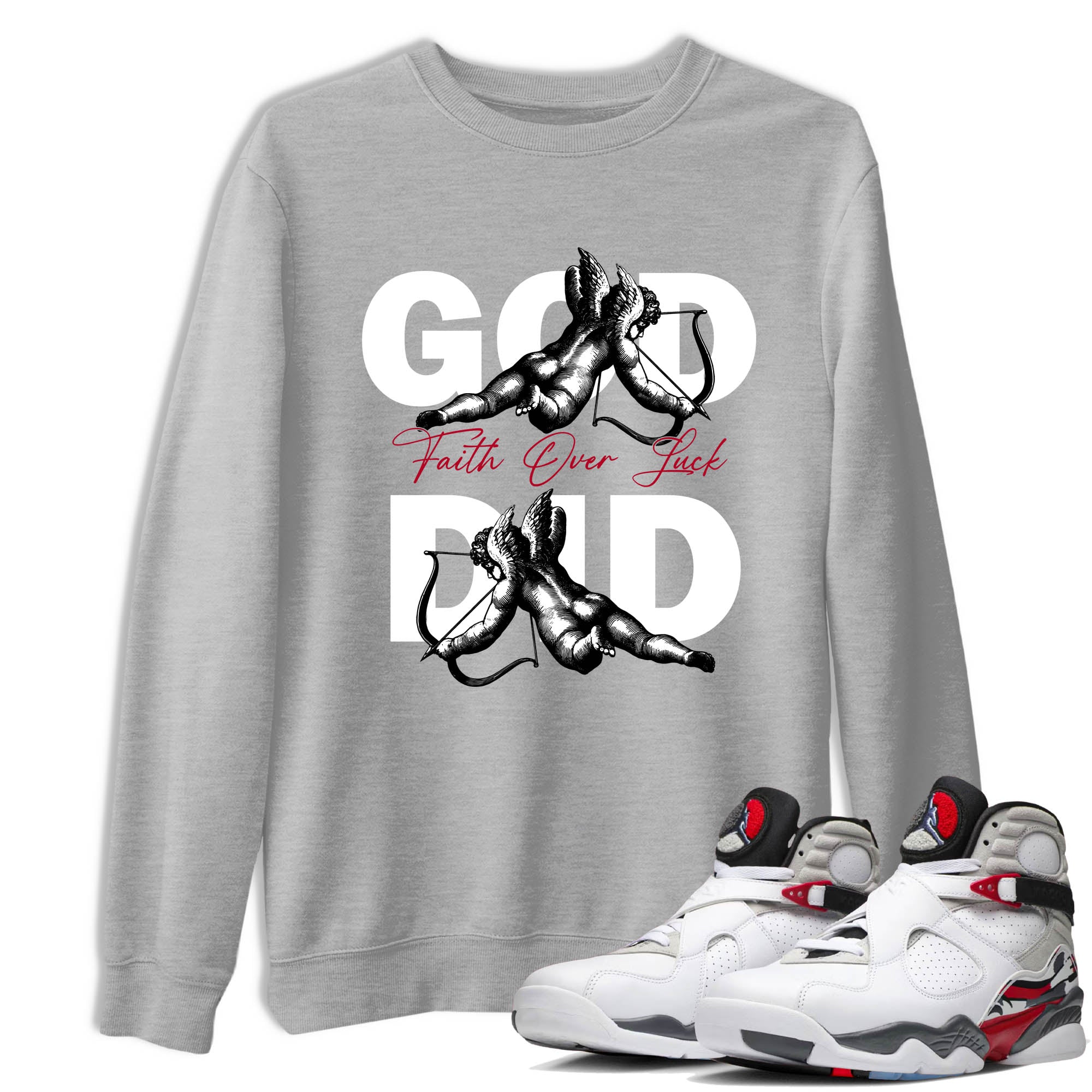 Sneaker Threads  Sneaker Tees To Match Air Jordan 8 Bunny  God Did Graphic Tee Heather Grey 1. Perfect for Jordan releases 2025 colorways.