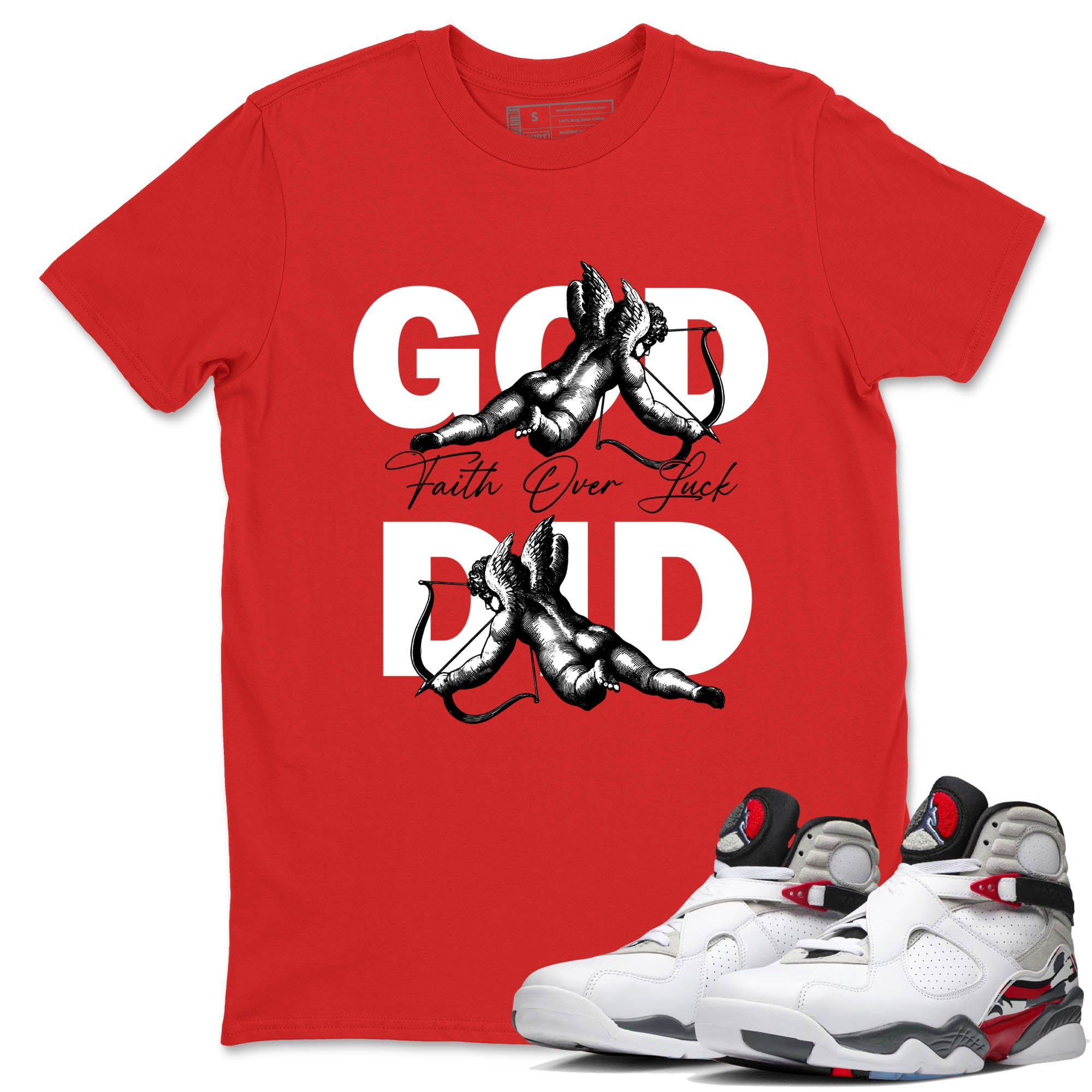 Sneaker Threads  Sneaker Tees To Match Air Jordan 8 Bunny  God Did Graphic Tee Red 1. Perfect for Jordan releases 2025 colorways.