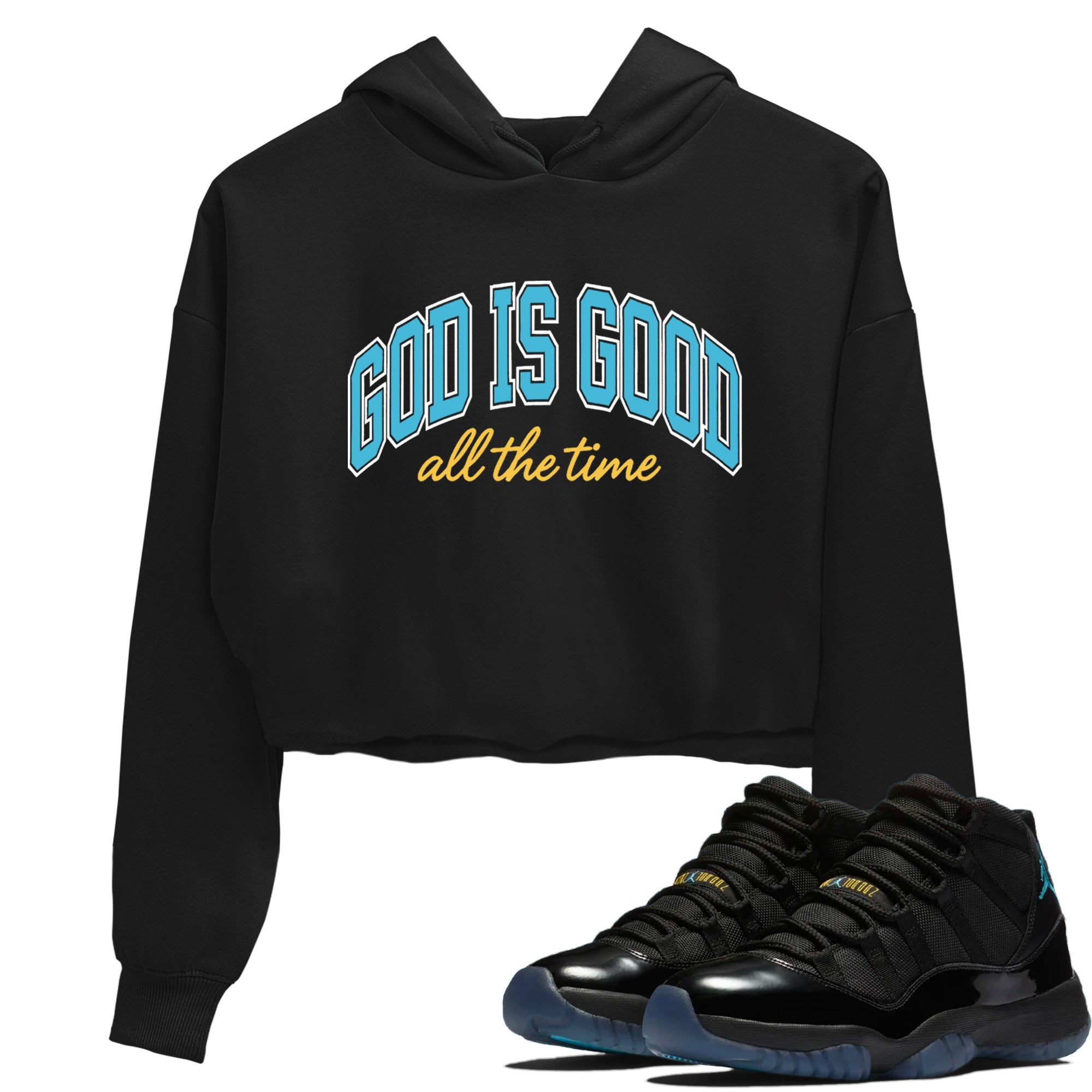 Sneaker Threads  Sneaker Tees To Match Air Jordan 11 Retro Gamma  God Is Good Crop Tee Black 1. Perfect for Jordan releases 2025 colorways.
