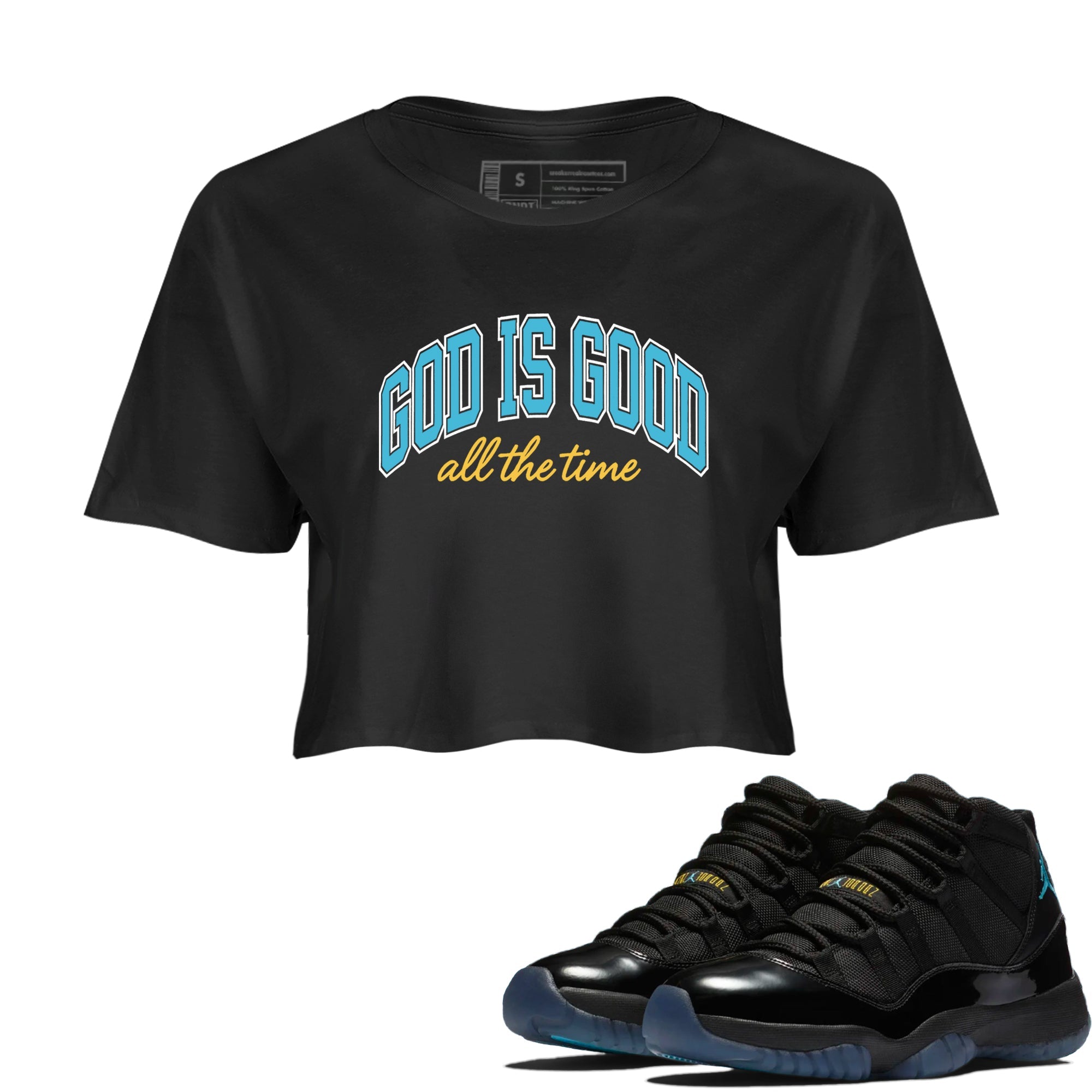 Sneaker Threads  Sneaker Tees To Match Air Jordan 11 Retro Gamma  God Is Good Crop Tee Black 1. Perfect for Jordan releases 2025 colorways.