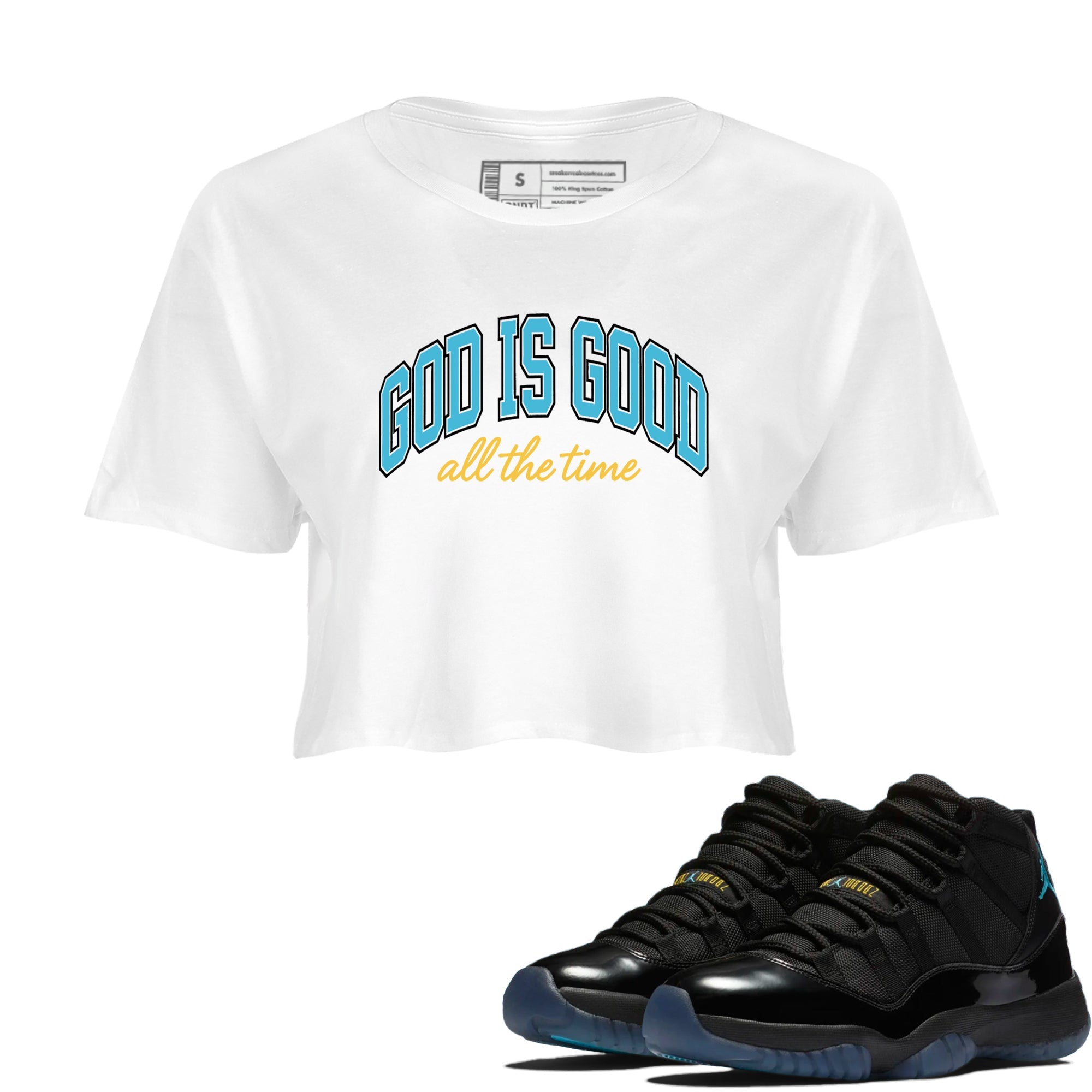 Sneaker Threads  Sneaker Tees To Match Air Jordan 11 Retro Gamma  God Is Good Crop Tee White 1. Perfect for Jordan releases 2025 colorways.