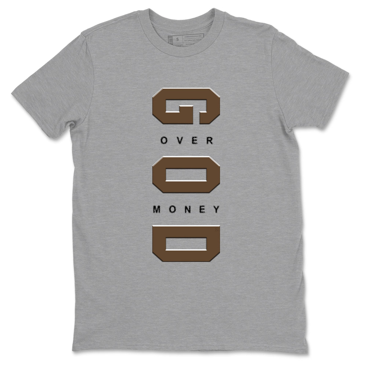 1s Mocha shirts to match jordans God Over Money sneaker match tees Air Jordan 1 Mocha match shoes to clothes Drip Gear Zone unisex cotton Heather Grey 2 shirts