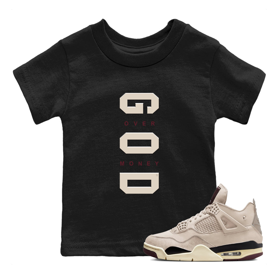 4s A Ma Maniere x "While You Were Sleeping" shirts to match jordans God Over Money sneaker match tees Air Jordan 4 A Ma Maniere x W.Y.W.S match shoes to clothes Drip Gear Zone Youth Baby Black 1 tee