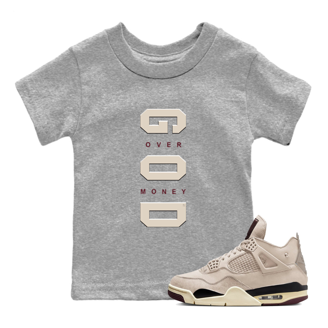 4s A Ma Maniere x "While You Were Sleeping" shirts to match jordans God Over Money sneaker match tees Air Jordan 4 A Ma Maniere x W.Y.W.S match shoes to clothes Drip Gear Zone Youth Baby Heather Grey 1 tee