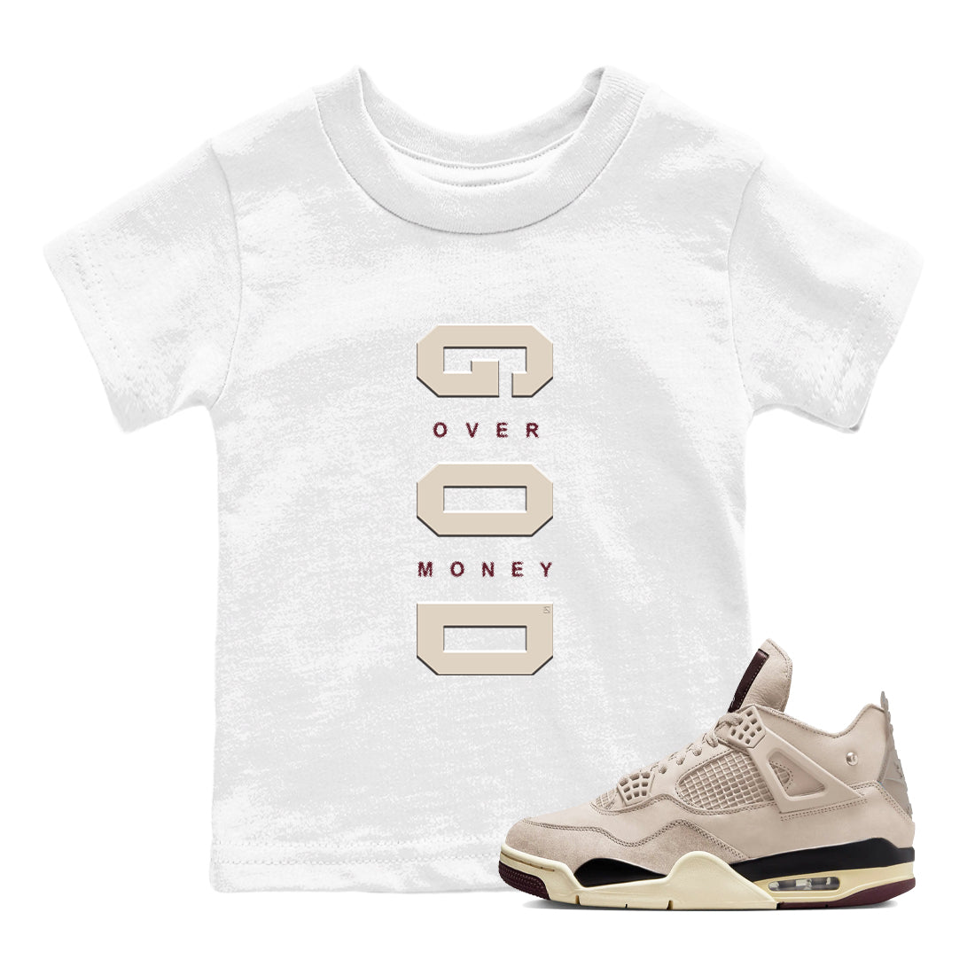 4s A Ma Maniere x "While You Were Sleeping" shirts to match jordans God Over Money sneaker match tees Air Jordan 4 A Ma Maniere x W.Y.W.S match shoes to clothes Drip Gear Zone Youth Baby White 1 tee