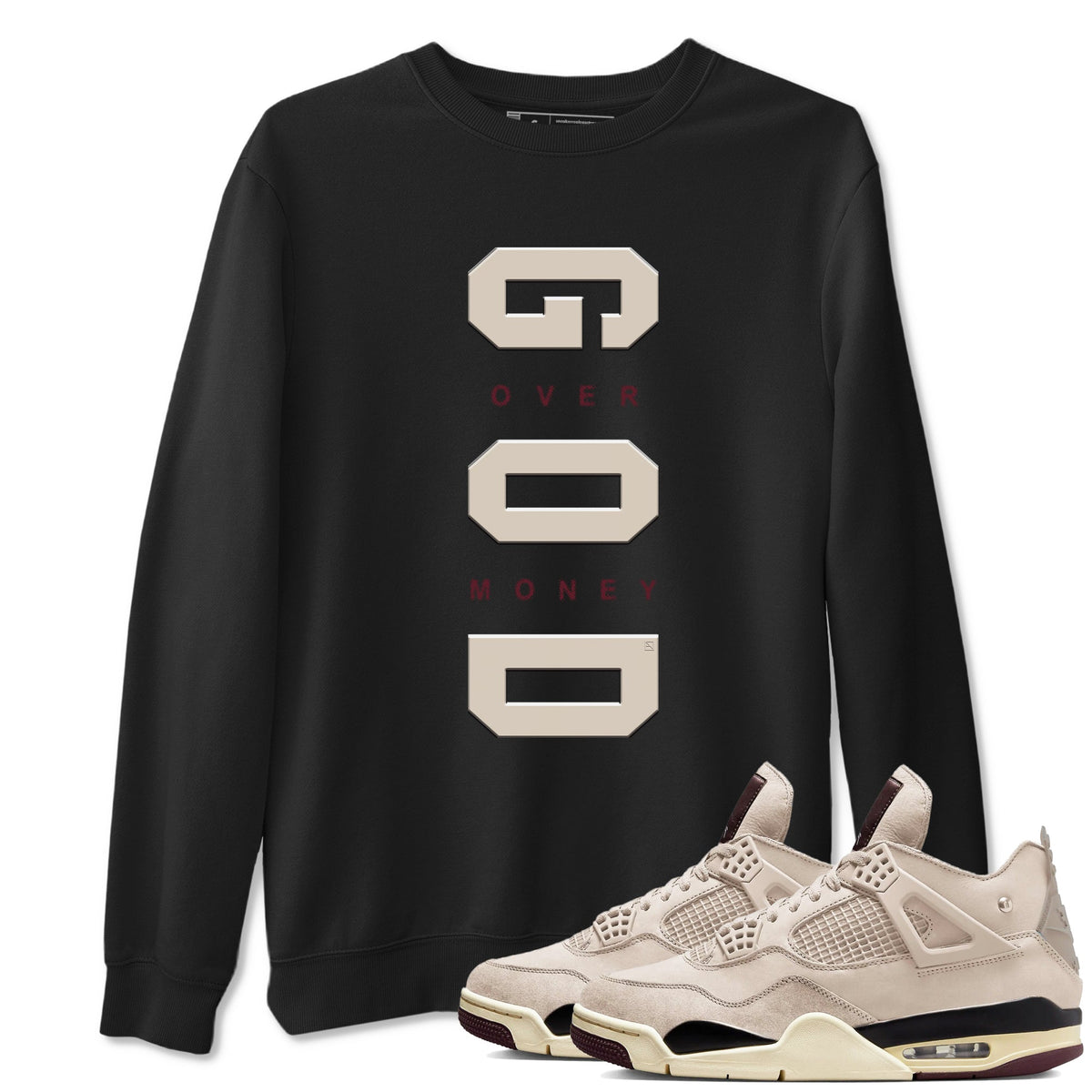 4s A Ma Maniere x "While You Were Sleeping" shirts to match jordans God Over Money sneaker match tees Air Jordan 4 A Ma Maniere x W.Y.W.S match shoes to clothes Drip Gear Zone unisex cotton Black 1 shirts
