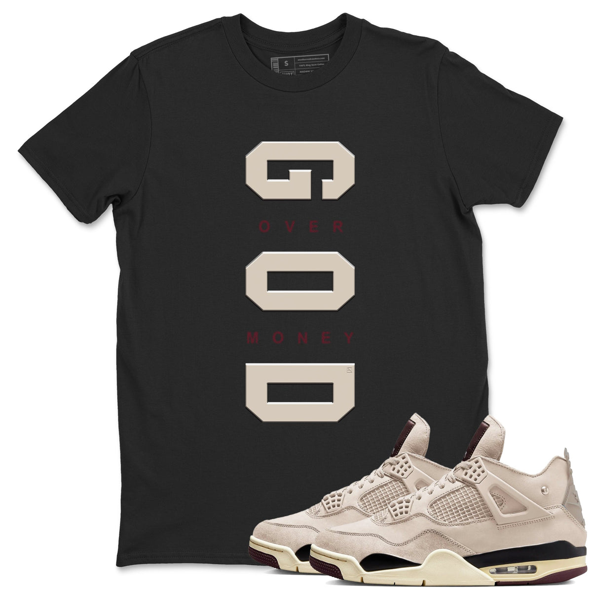 4s A Ma Maniere x "While You Were Sleeping" shirts to match jordans God Over Money sneaker match tees Air Jordan 4 A Ma Maniere x W.Y.W.S match shoes to clothes Drip Gear Zone unisex cotton Black 1 shirts