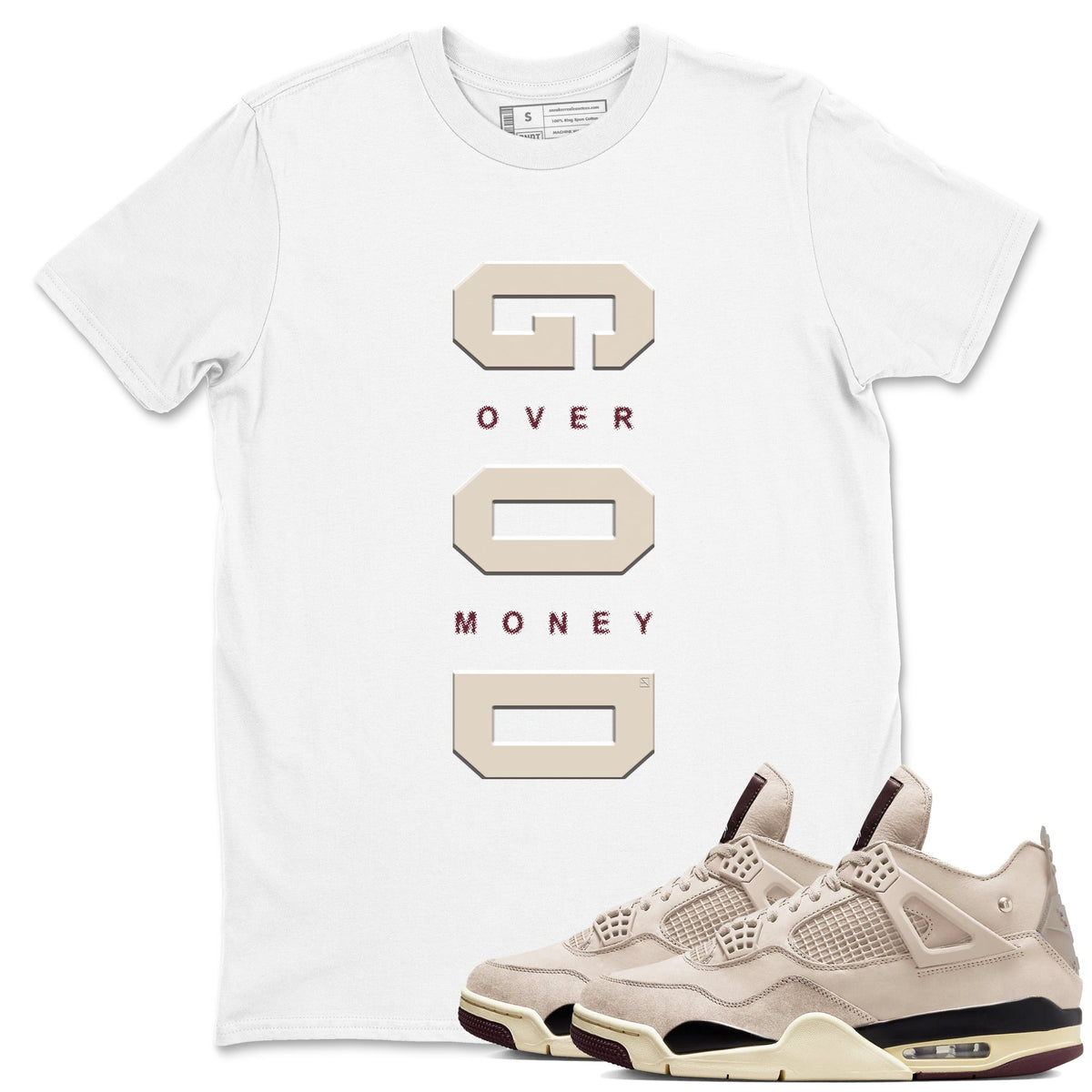 4s A Ma Maniere x "While You Were Sleeping" shirts to match jordans God Over Money sneaker match tees Air Jordan 4 A Ma Maniere x W.Y.W.S match shoes to clothes Drip Gear Zone unisex cotton White 1 shirts